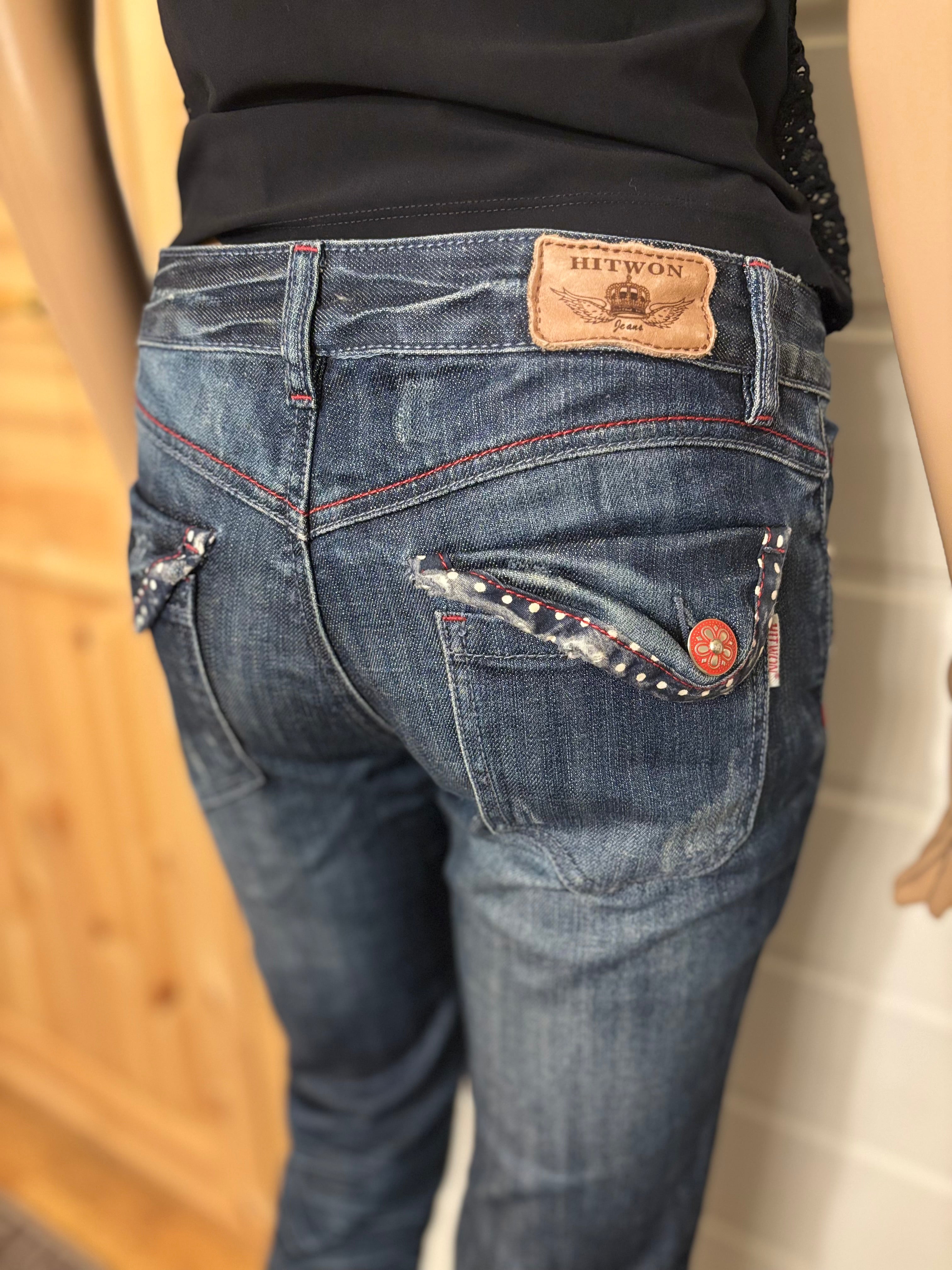 Vintage Jeans Sleng Pyntede Lommer