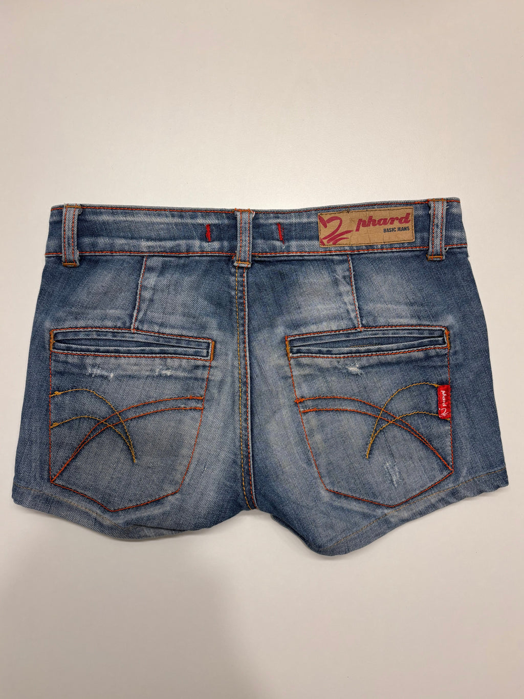 Y2K Denim Shorts Broderte Lommer