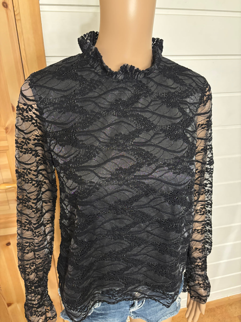Svart Glitter Bluse