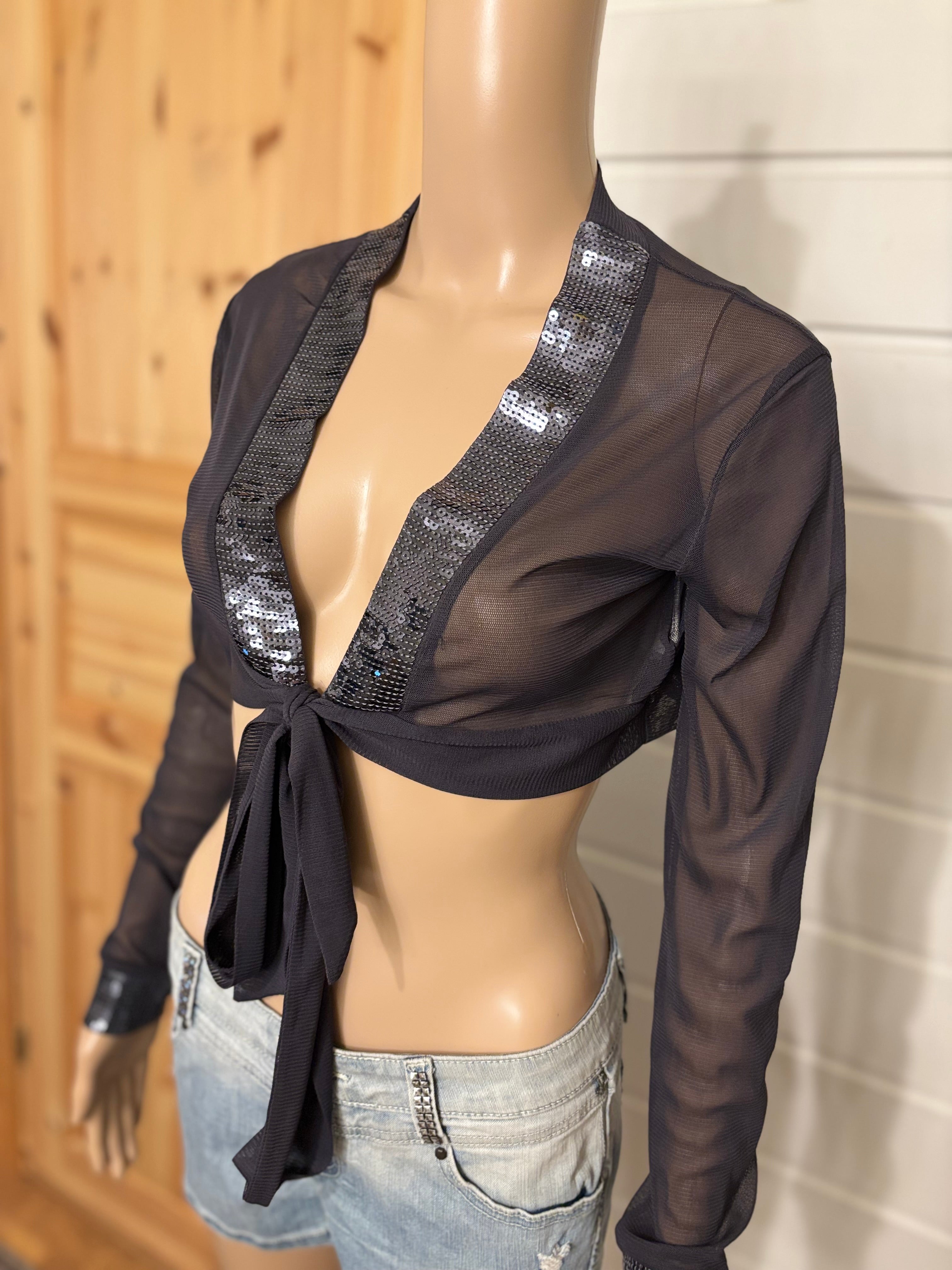 Svart Mesh Bolero Paljetter