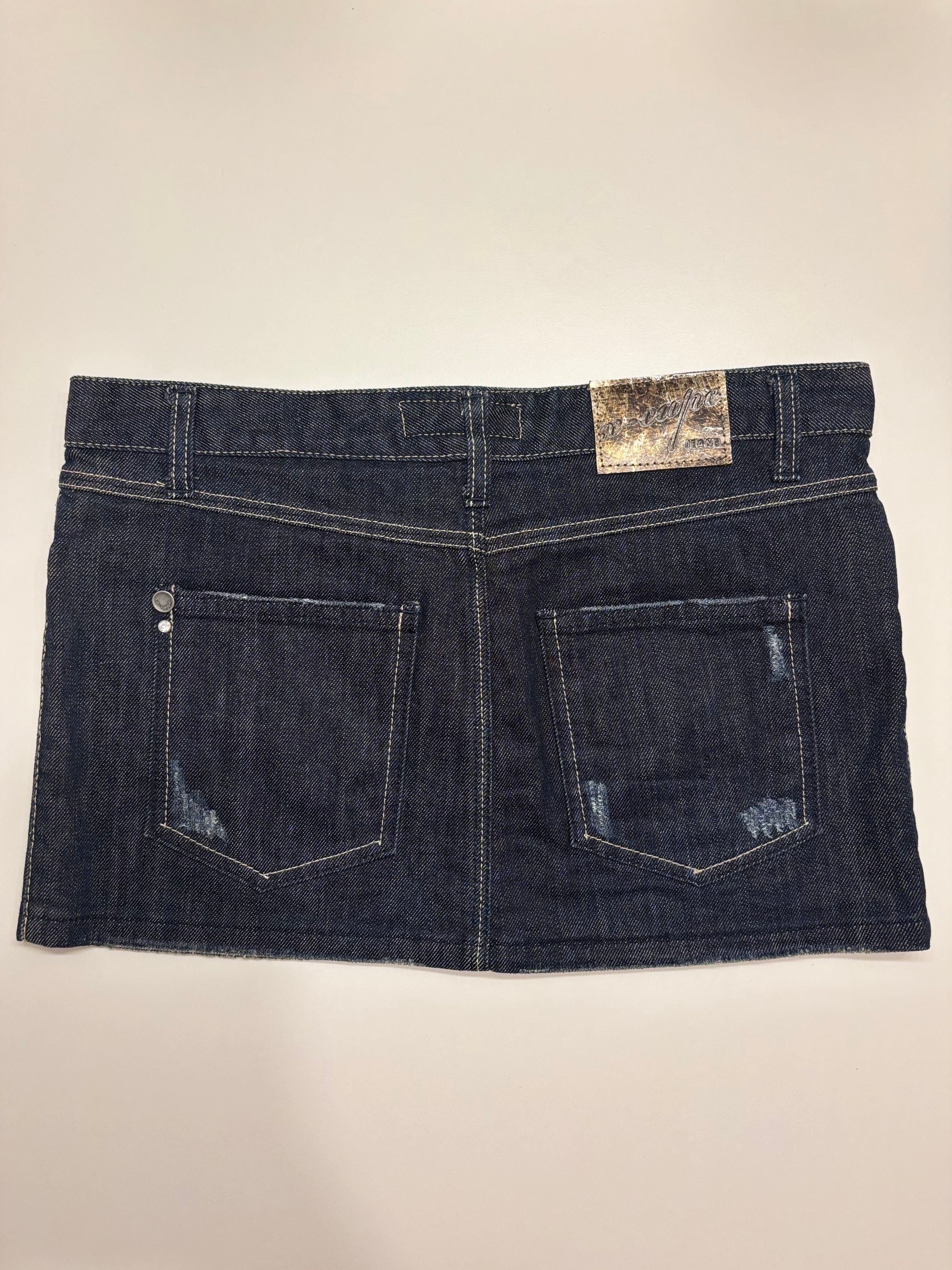Mørkeblå Mini Denim Skjørt