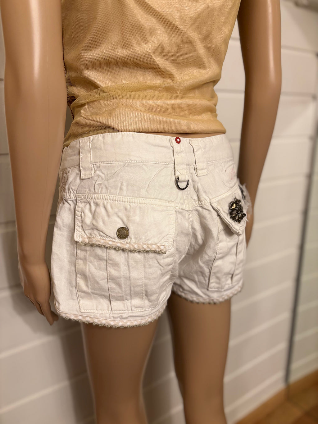 Hvit Lin Shorts