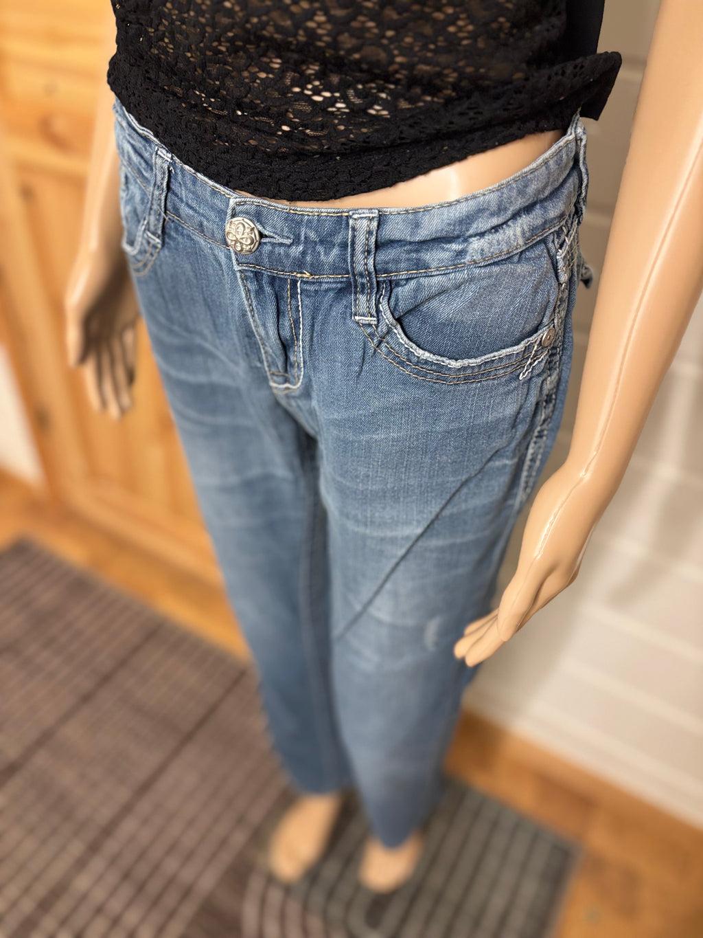Vintage Jeans Bootcut Broderte Lommer