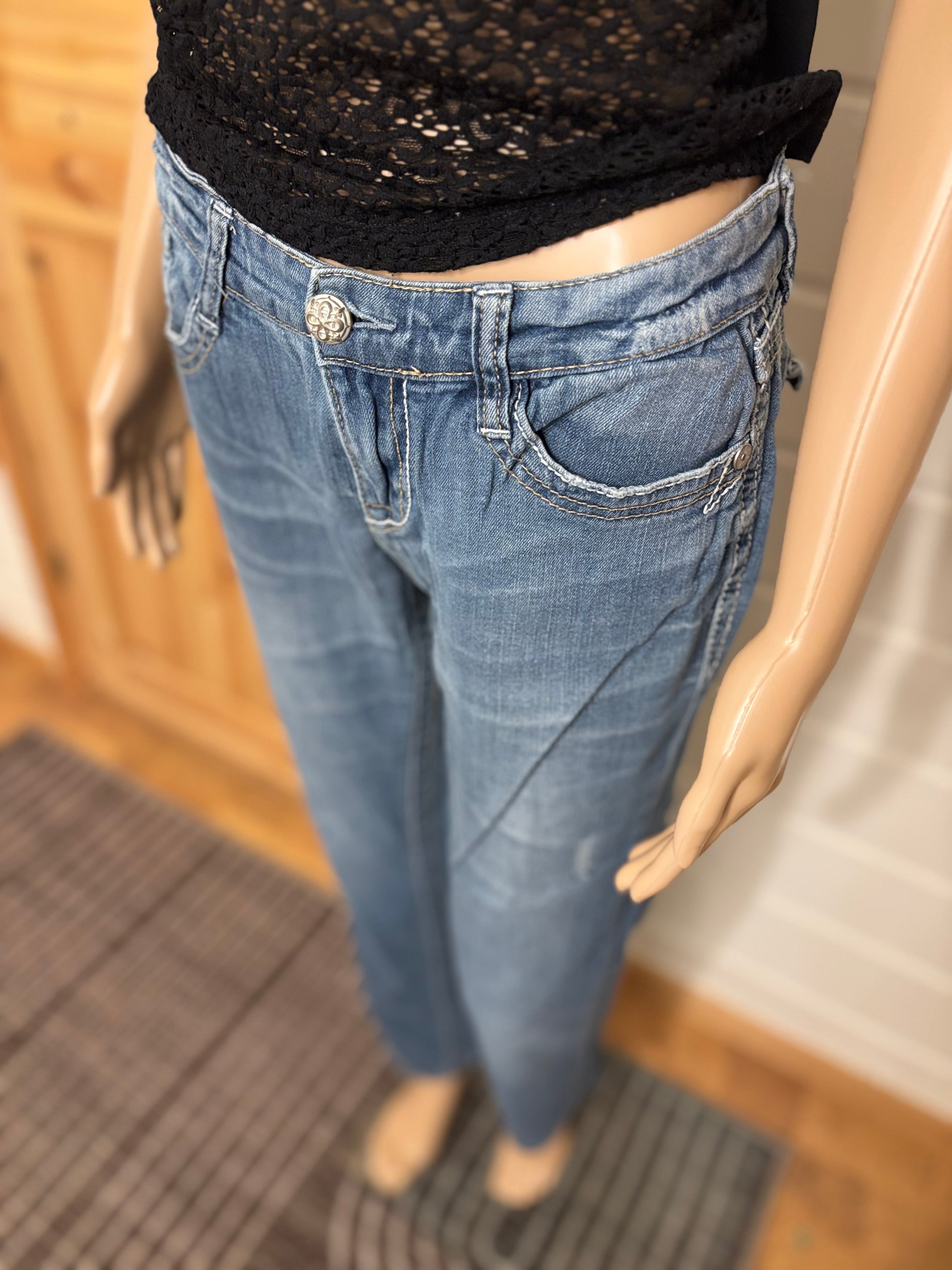 Vintage Jeans Bootcut Broderte Lommer