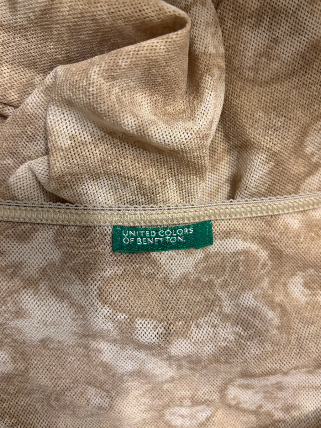 Beige Mesh Langermet Topp