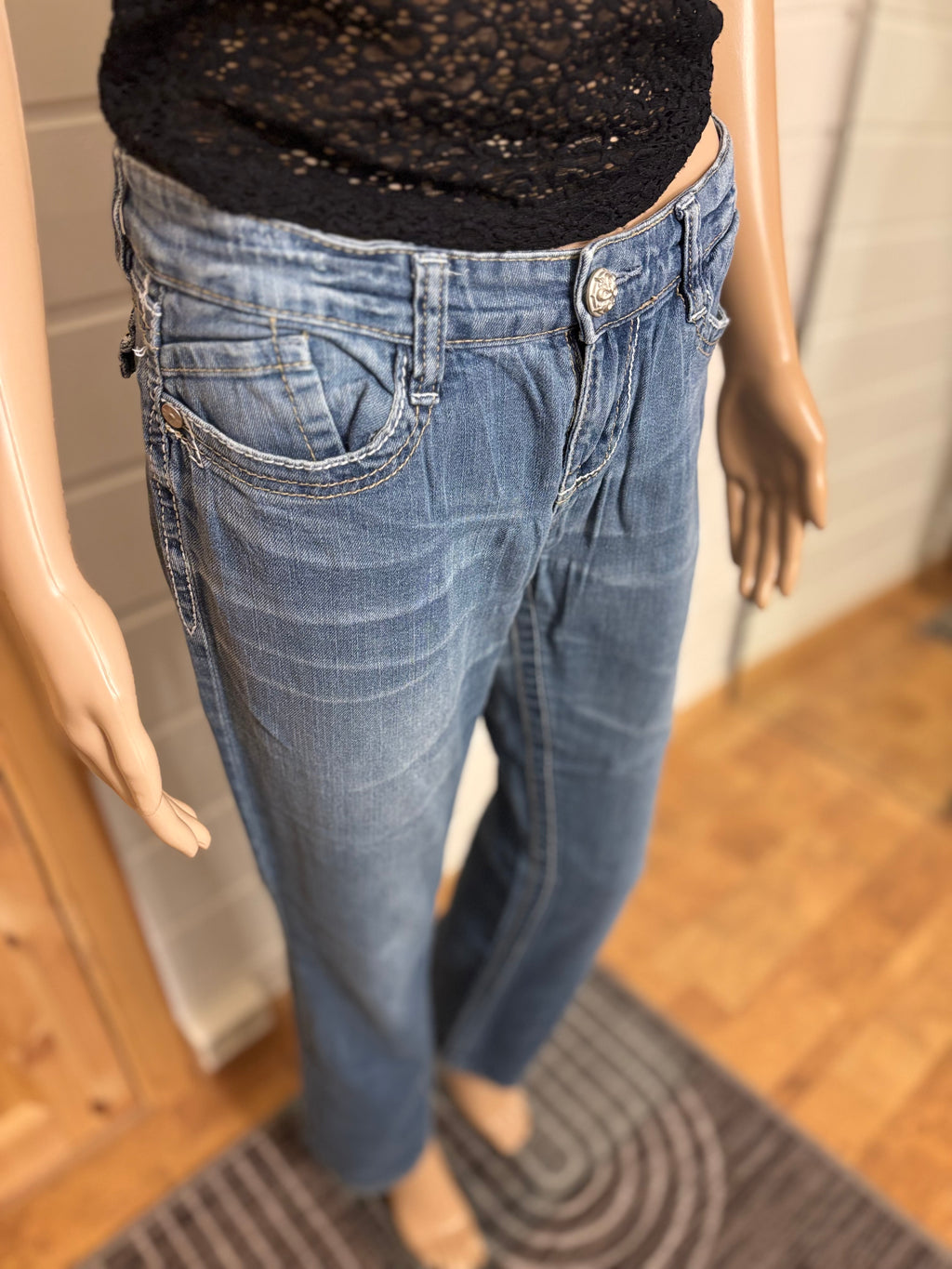 Vintage Jeans Bootcut Broderte Lommer