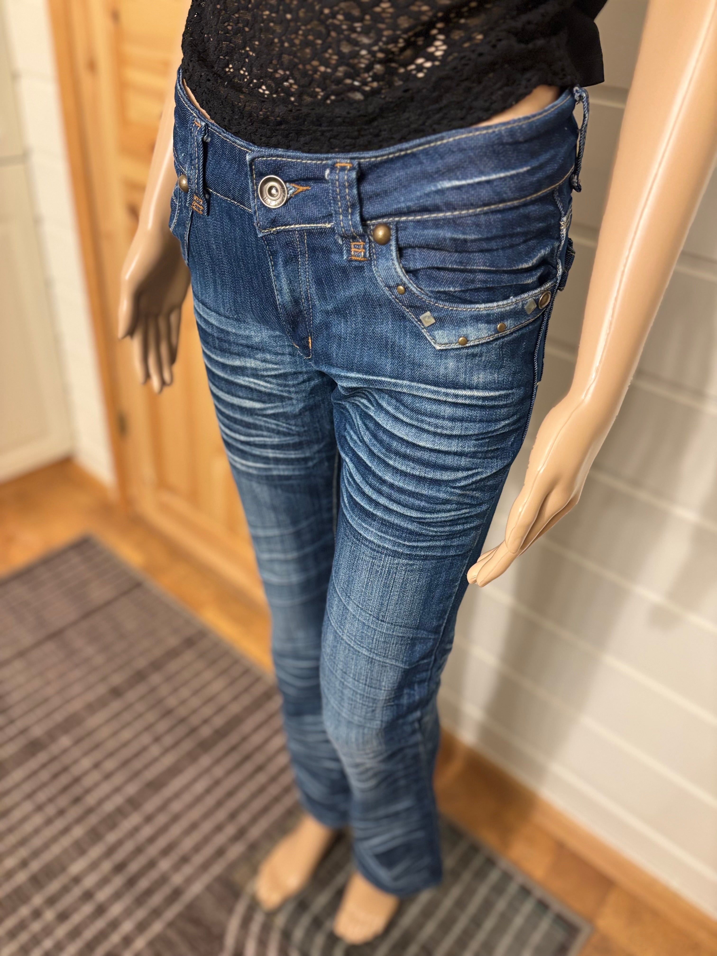 Vintage Jeans Sleng Pyntede Lommer