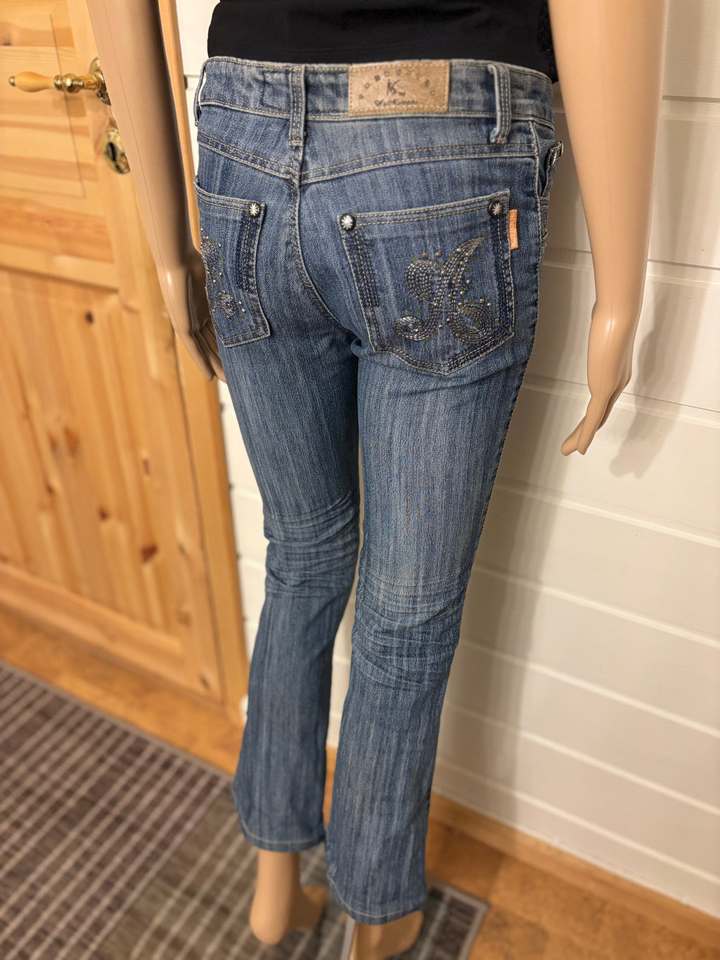 Vintage Jeans Sleng Pyntede Lommer
