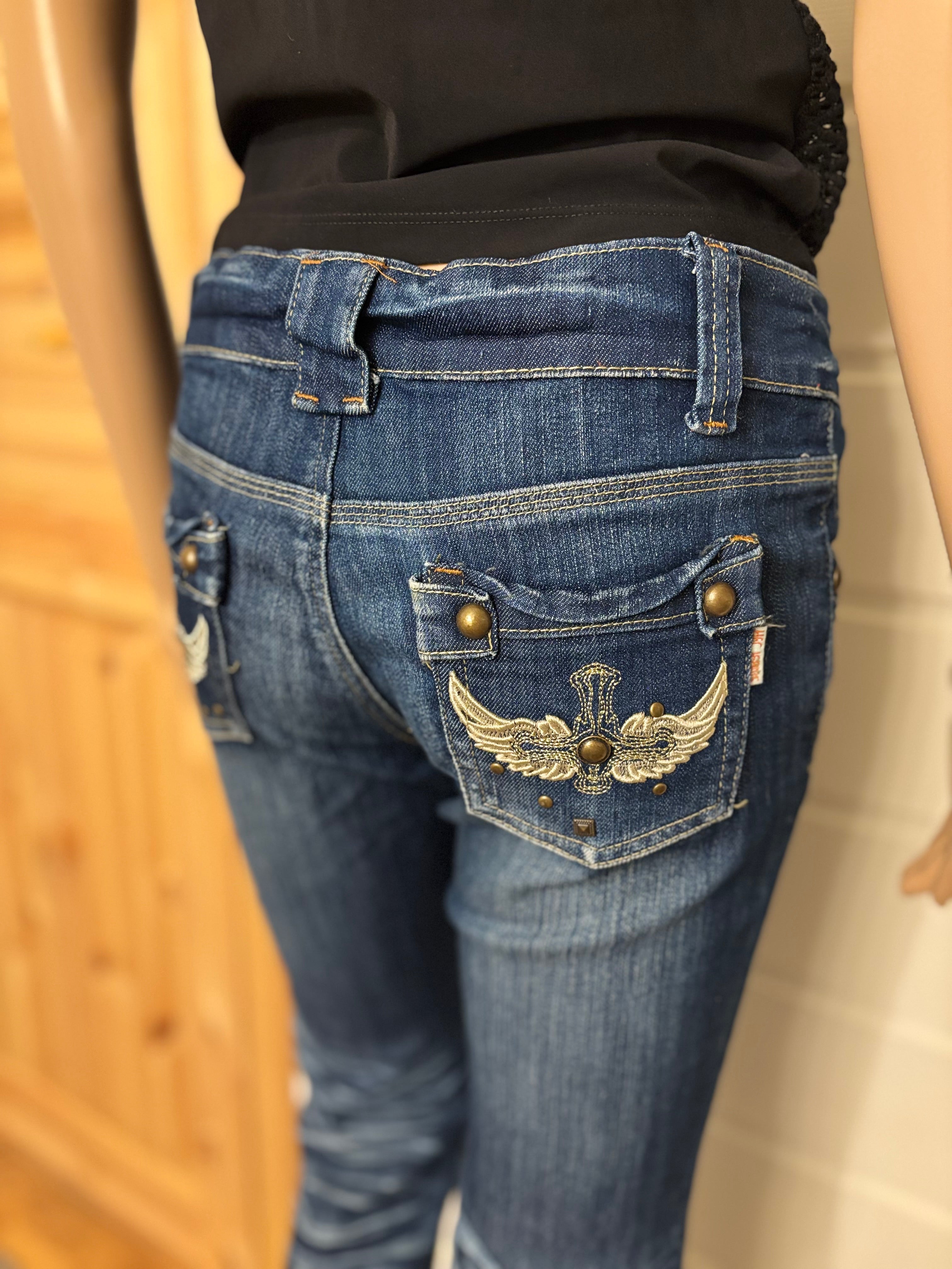 Vintage Jeans Sleng Pyntede Lommer