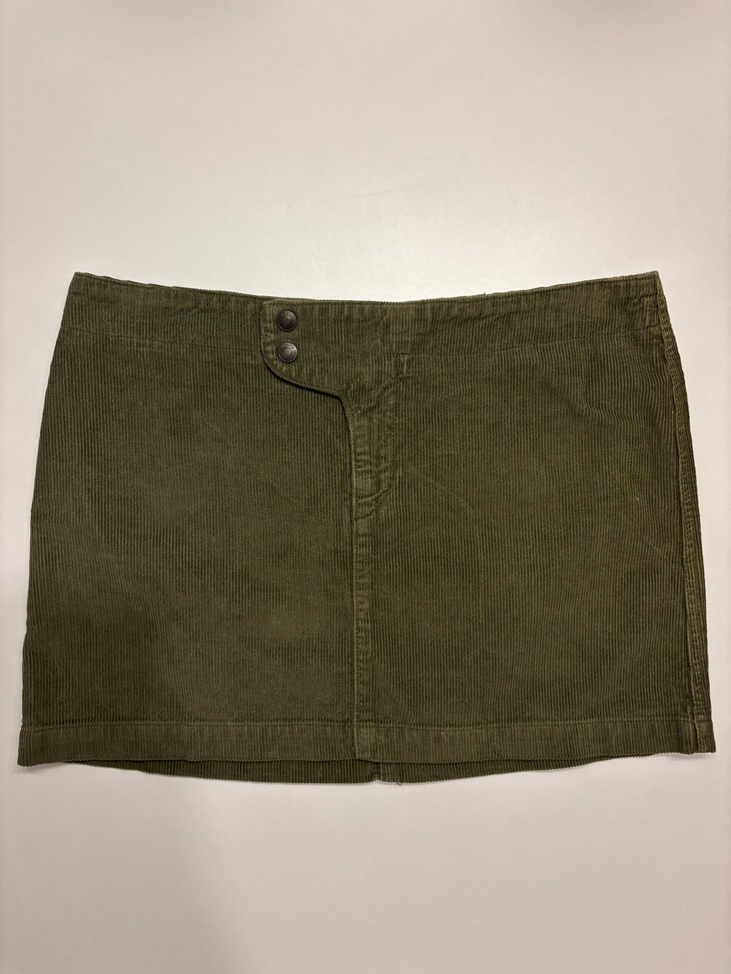 Olivengrønn Kordfløyel Mini Skjørt