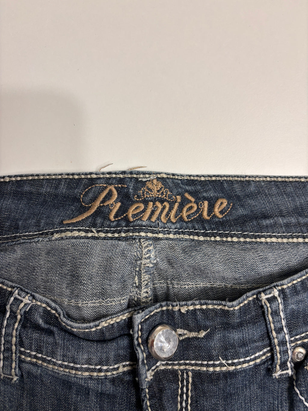 Vintage Jeans Sleng Broderte Lommer