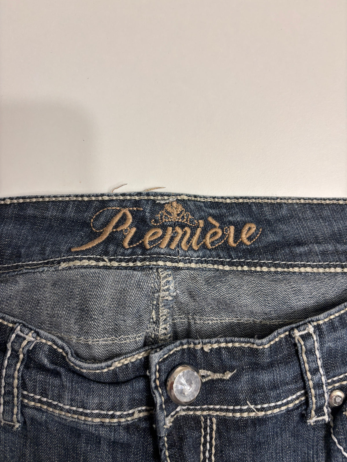 Vintage Jeans Sleng Broderte Lommer