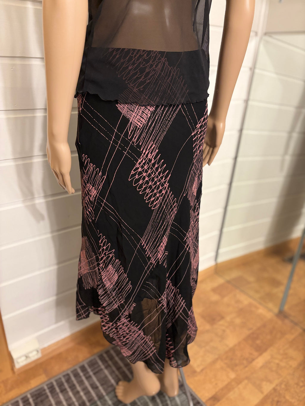 Retro Mesh Midi Skjørt