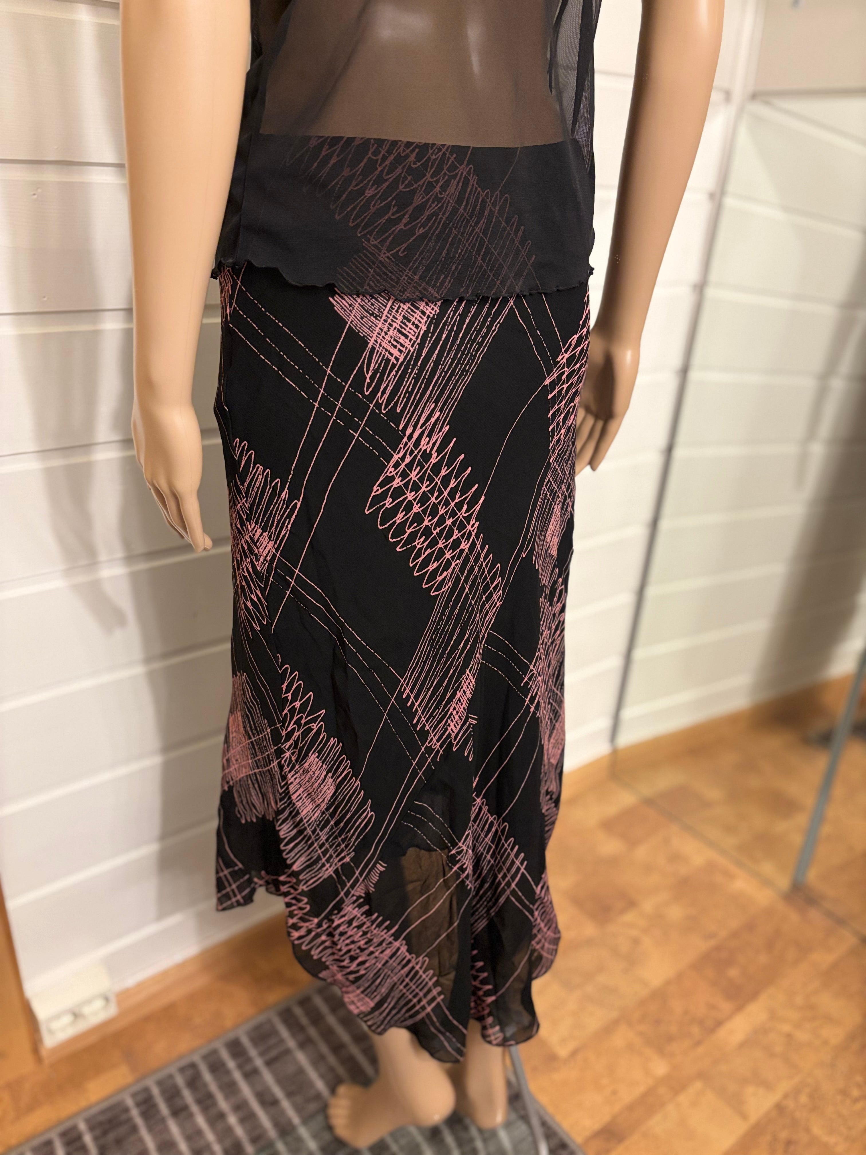 Retro Mesh Midi Skjørt