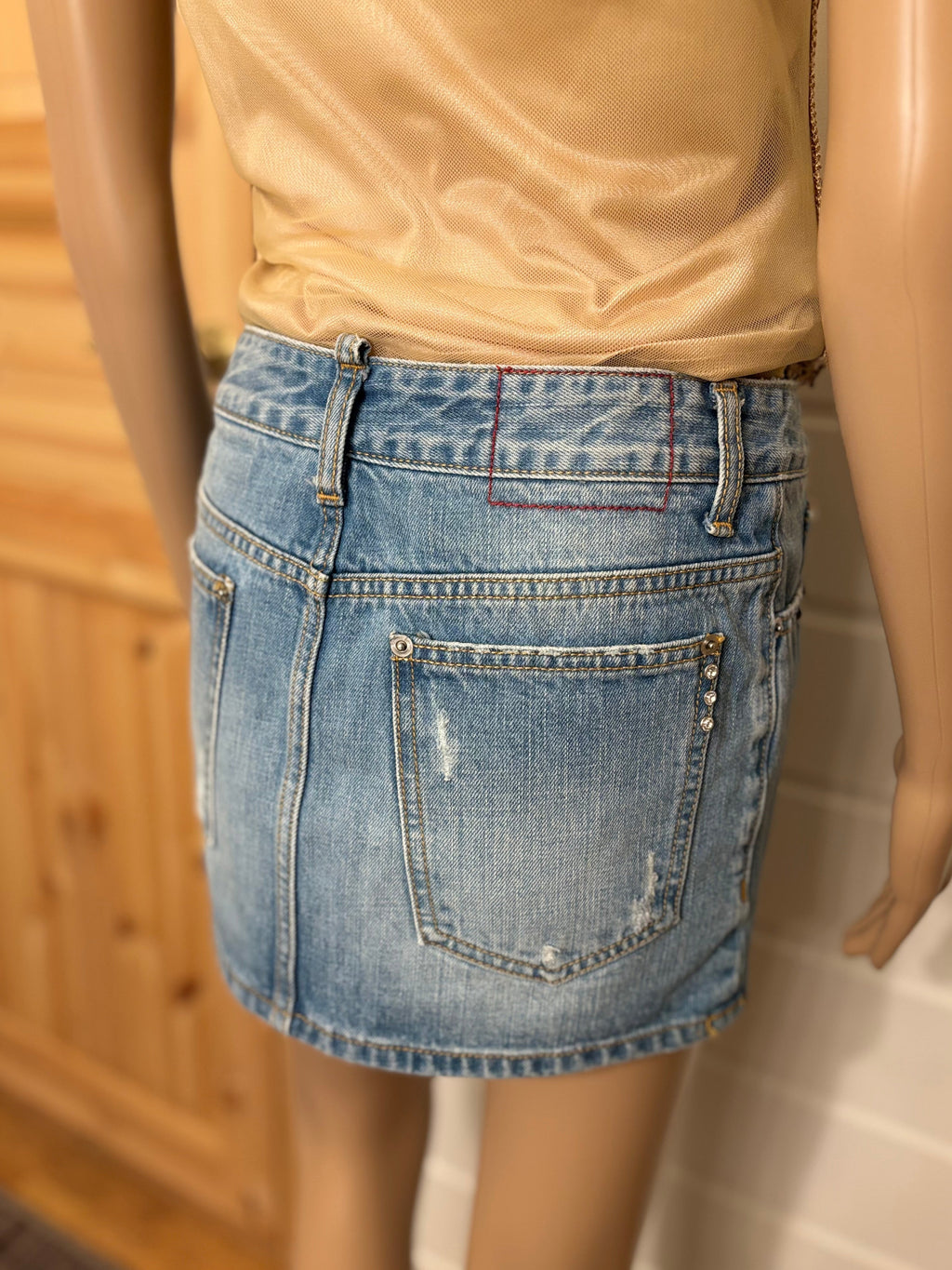 Lyseblå Denim Mini Skjørt