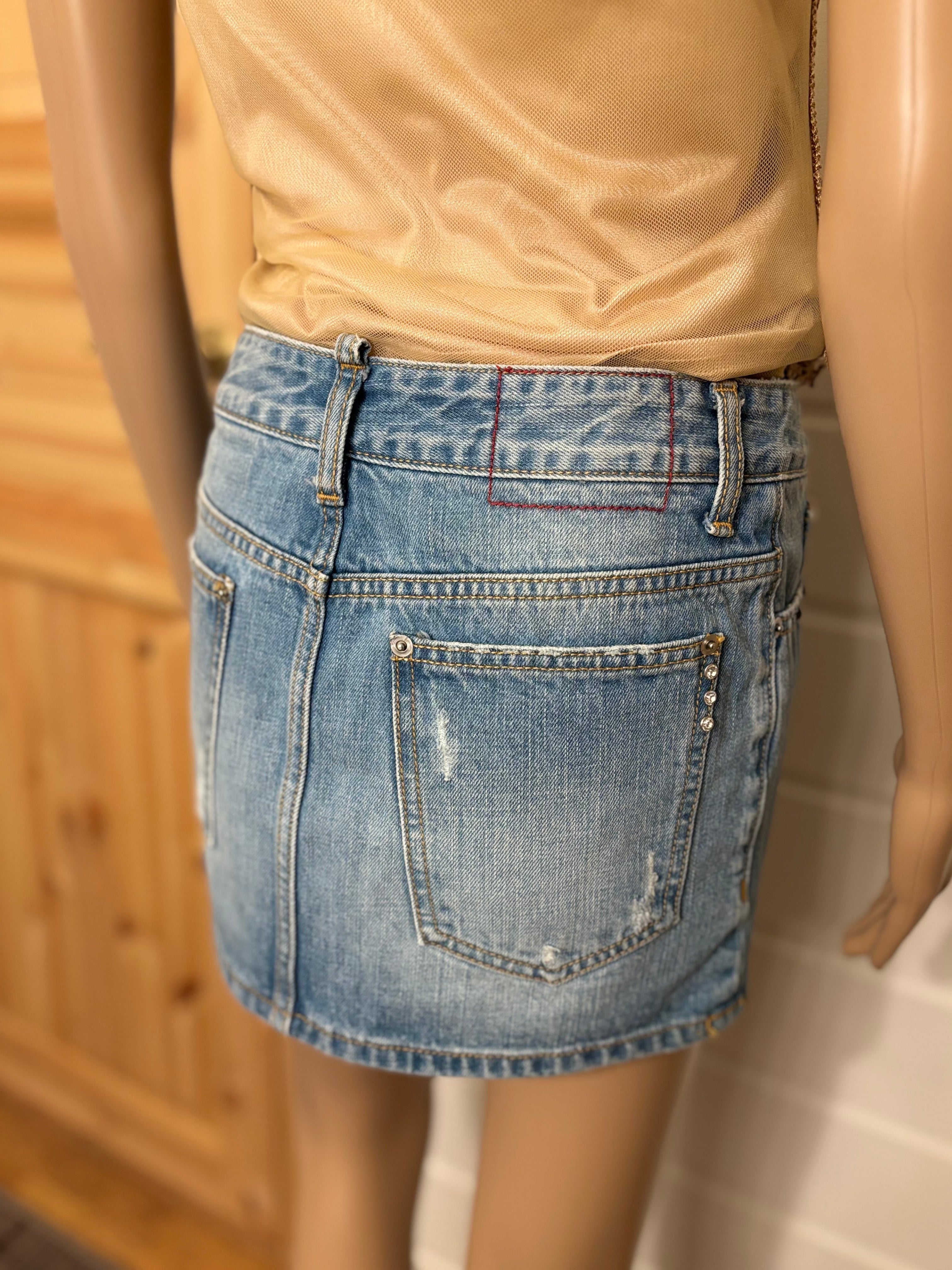 Lyseblå Denim Mini Skjørt