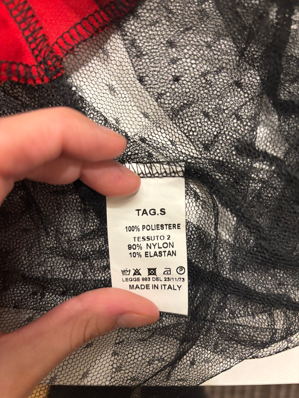 Rød Svart Mesh Topp