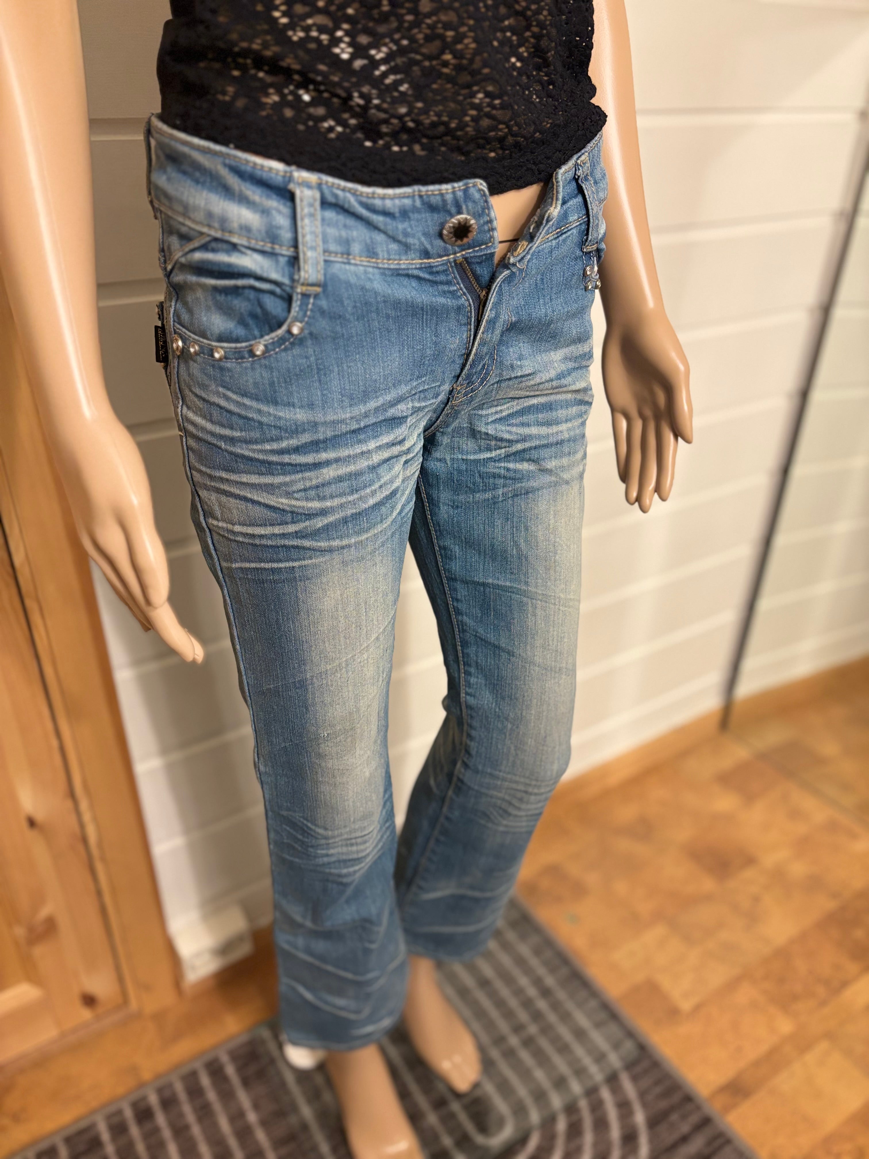 Vintage Jeans Sleng Pyntede Lommer
