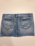 Denim Mini Skjørt Broderte Lommer