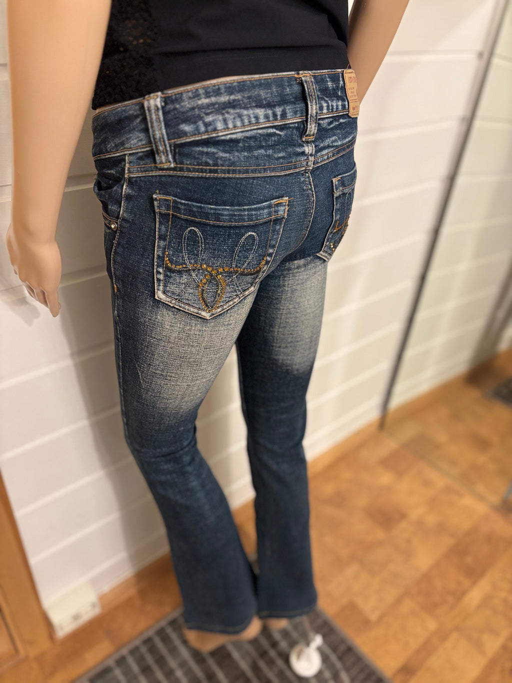Vintage Jeans Sleng Pyntede Lommer