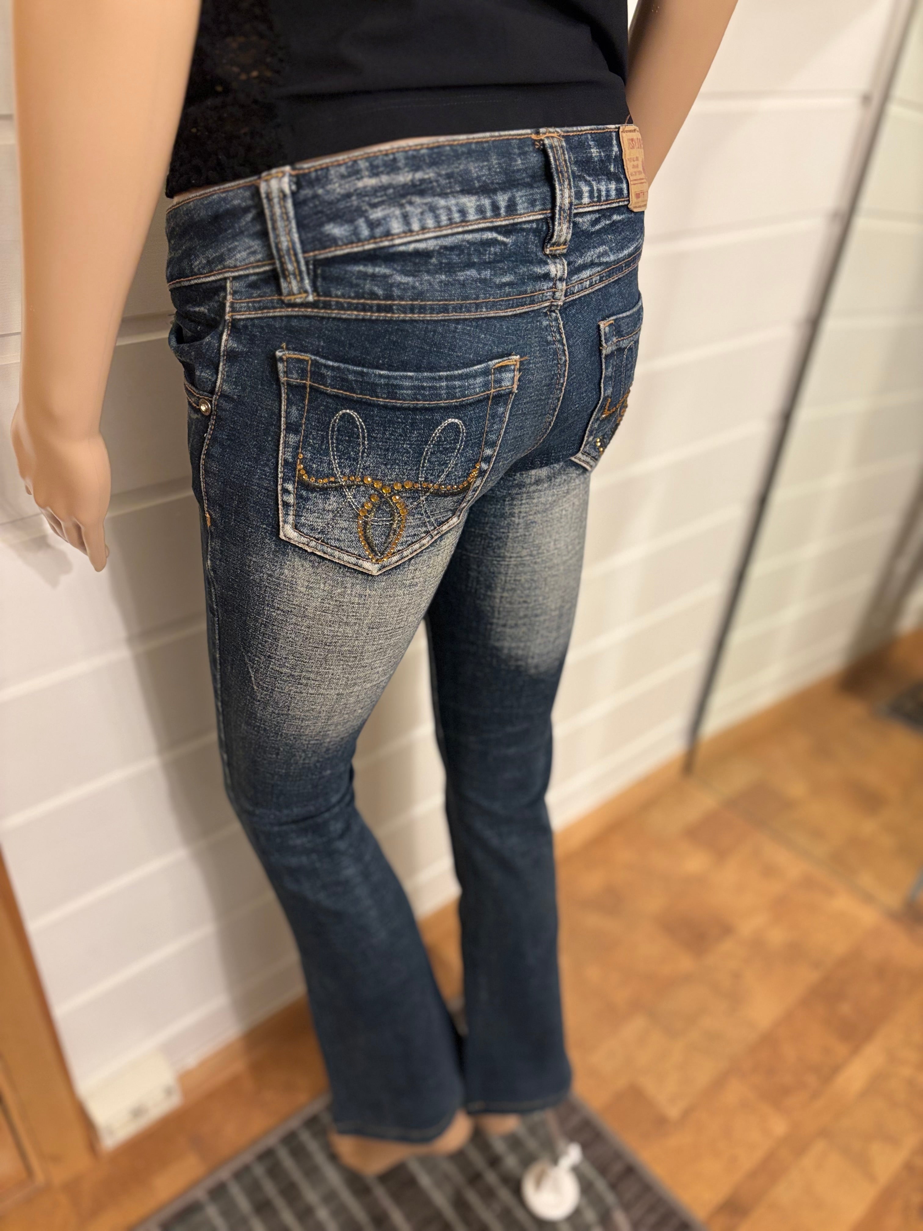 Vintage Jeans Sleng Pyntede Lommer