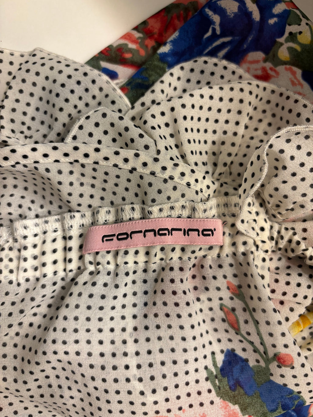 Hvit Svart Polkadott Prikker Blomstret Topp