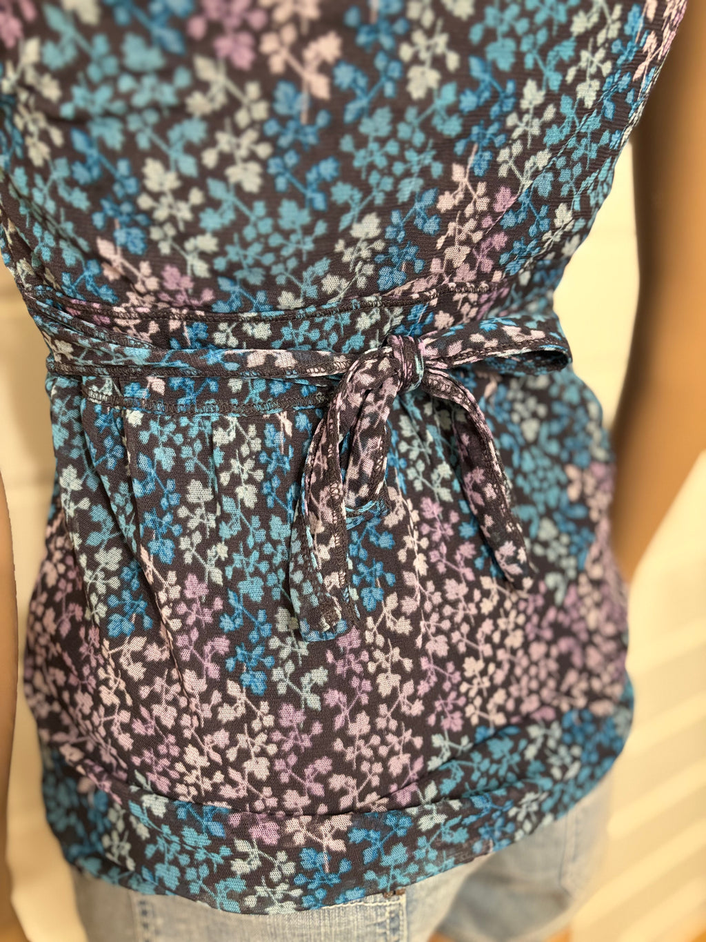 Mønstret Mesh Babydoll Topp