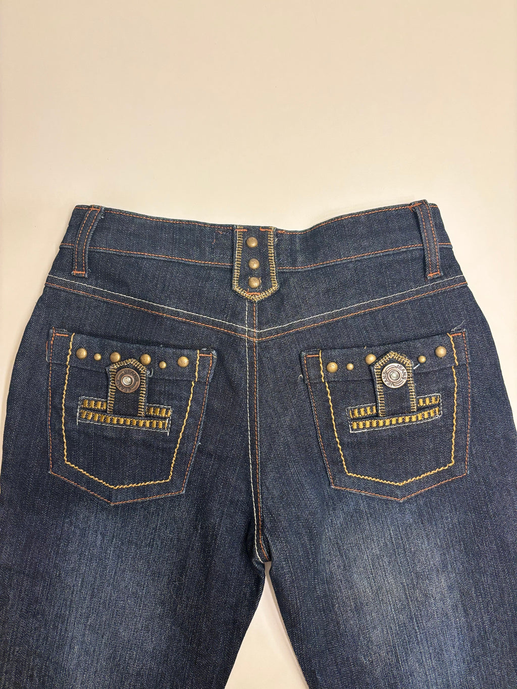 Vintage Jeans Sleng Broderte Lommer