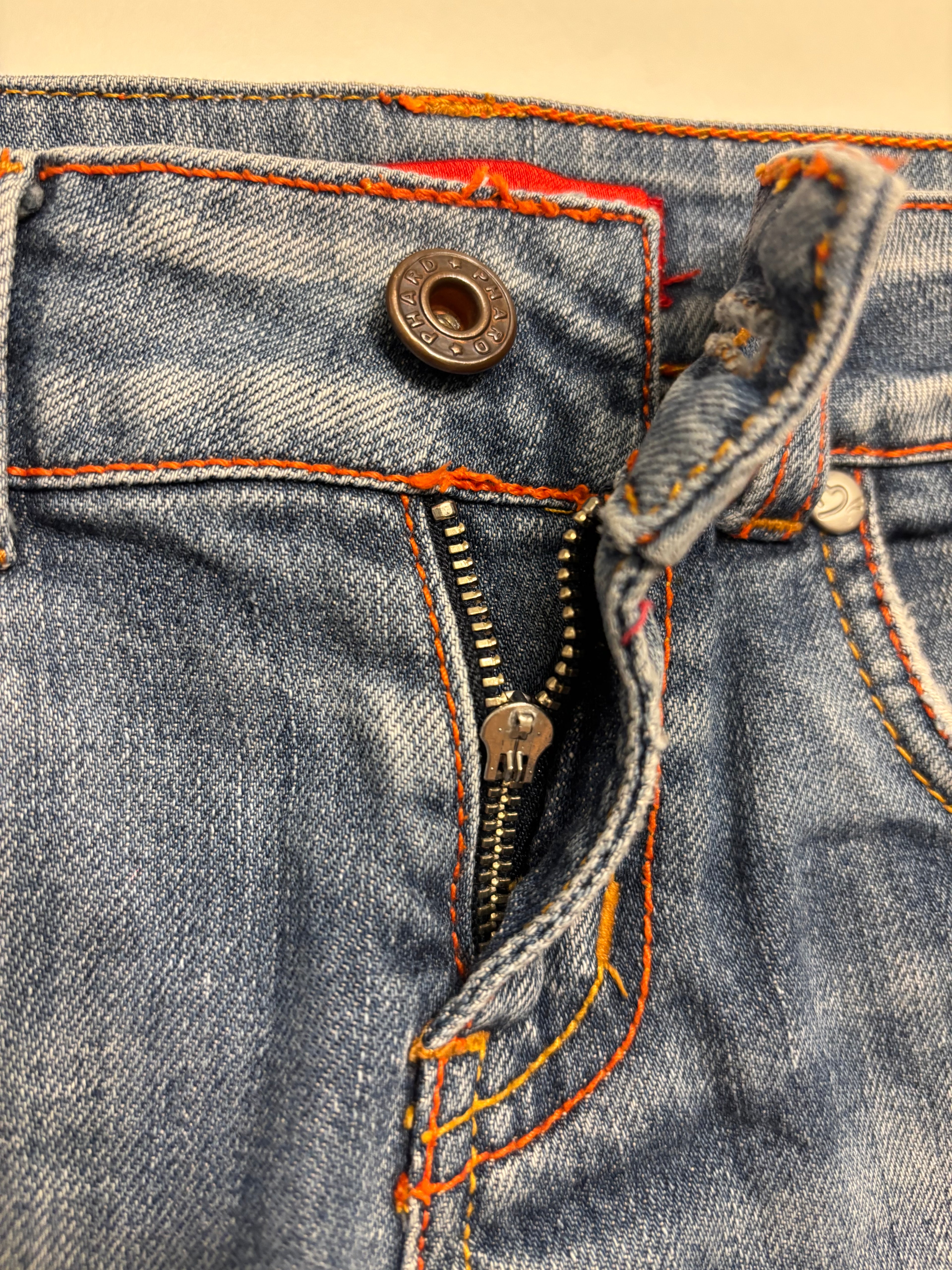 Y2K Denim Shorts Broderte Lommer