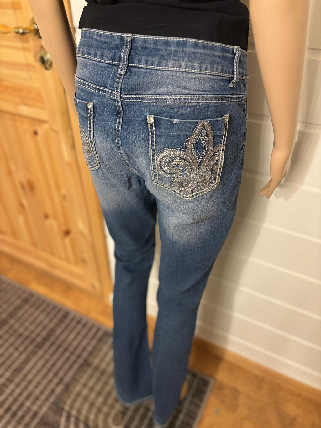 Vintage Jeans Sleng Pyntede Lommer
