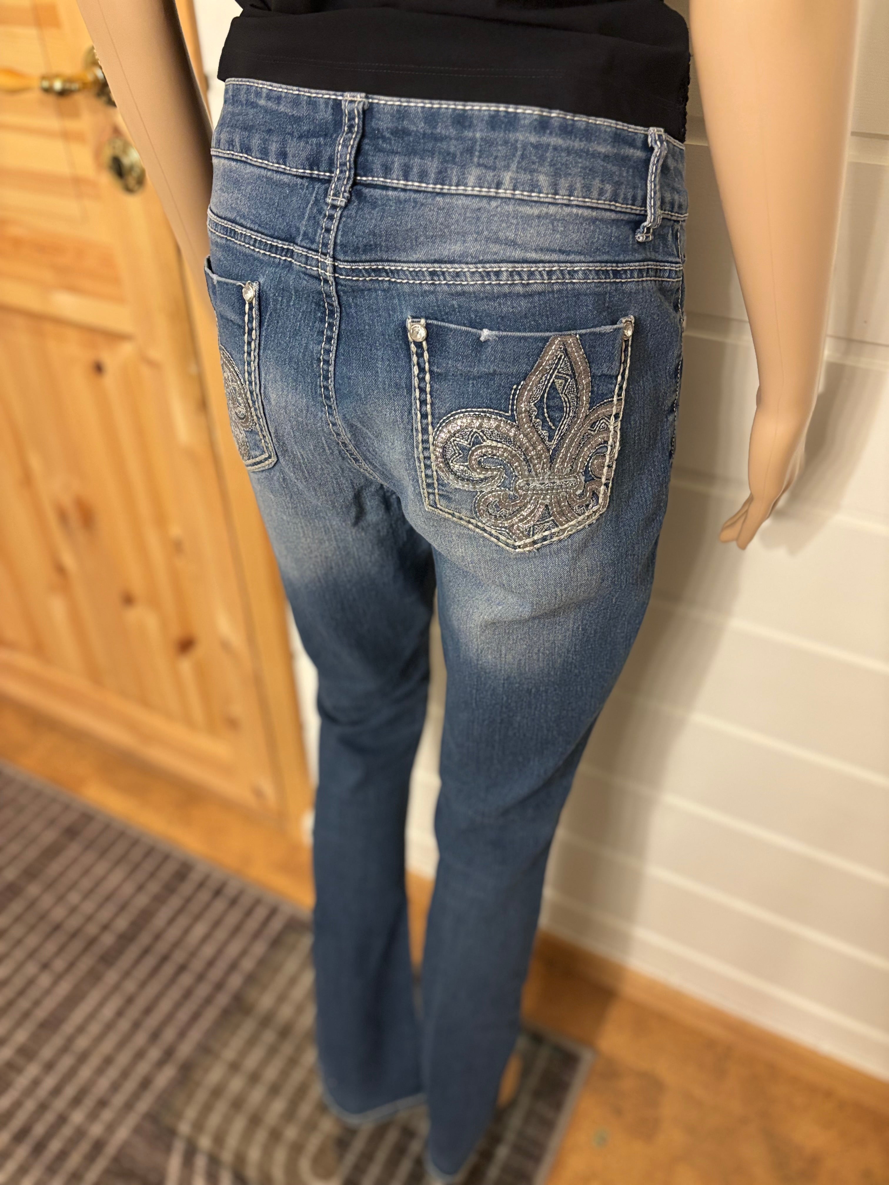 Vintage Jeans Sleng Pyntede Lommer