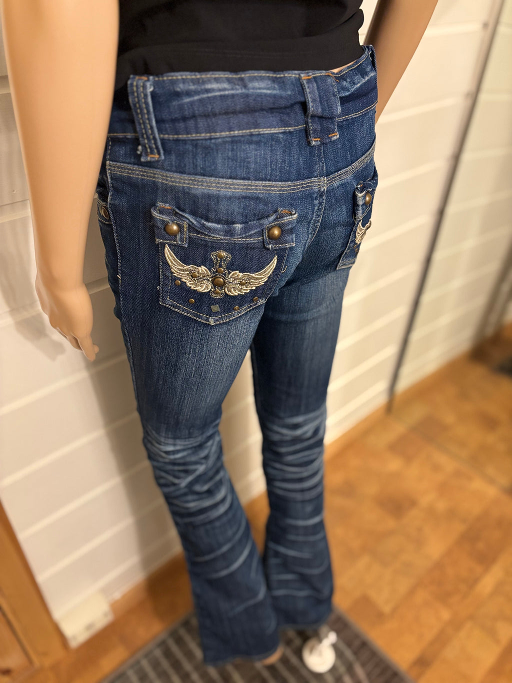 Vintage Jeans Sleng Pyntede Lommer