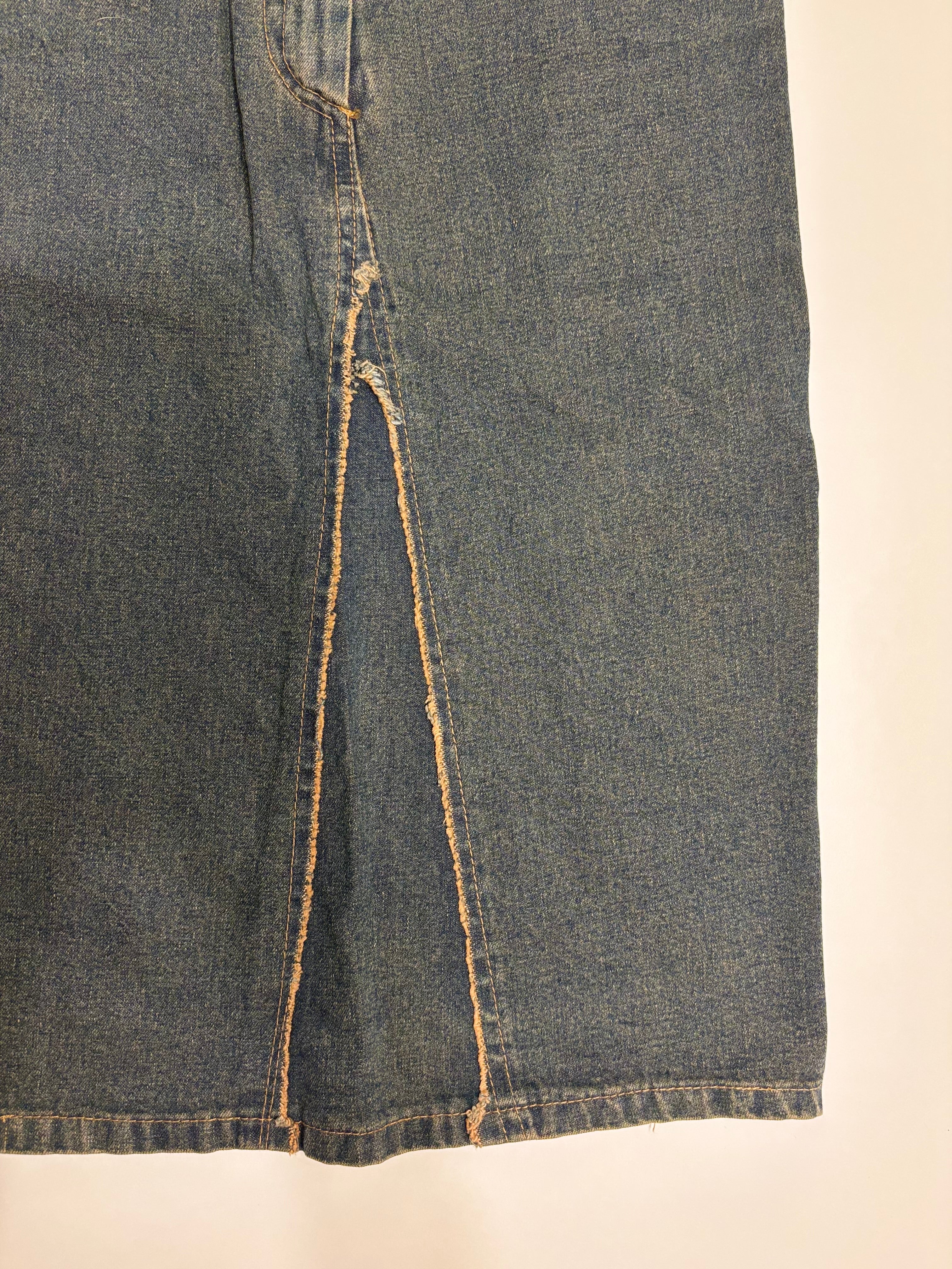 Mørkeblå Midi Denim Skjørt