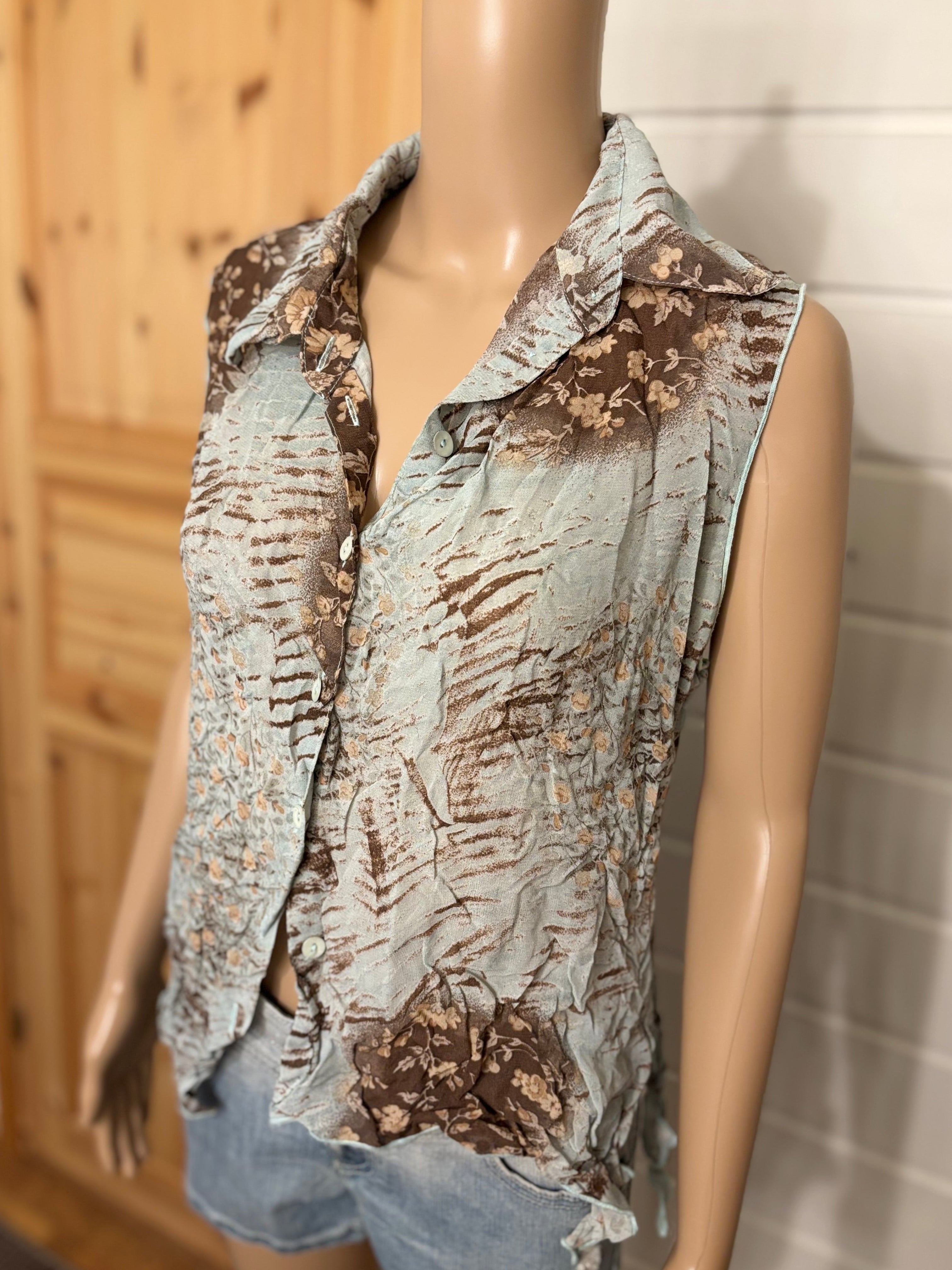 Mønstret Mesh Bluse