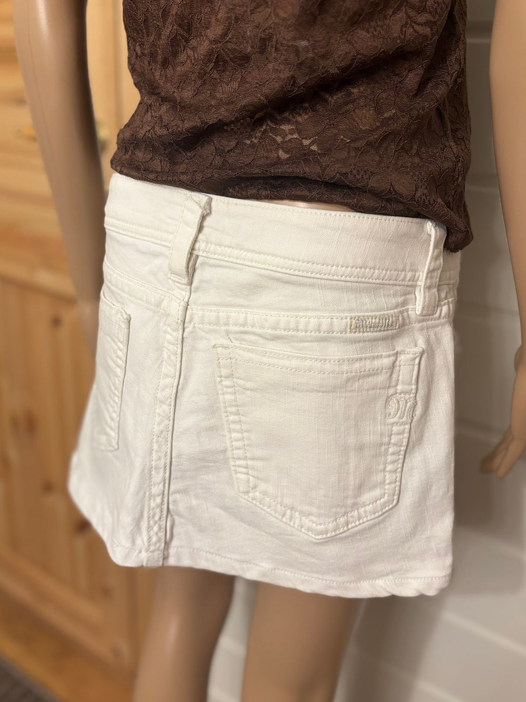 Miss Me Hvit Denim Mini Skjørt