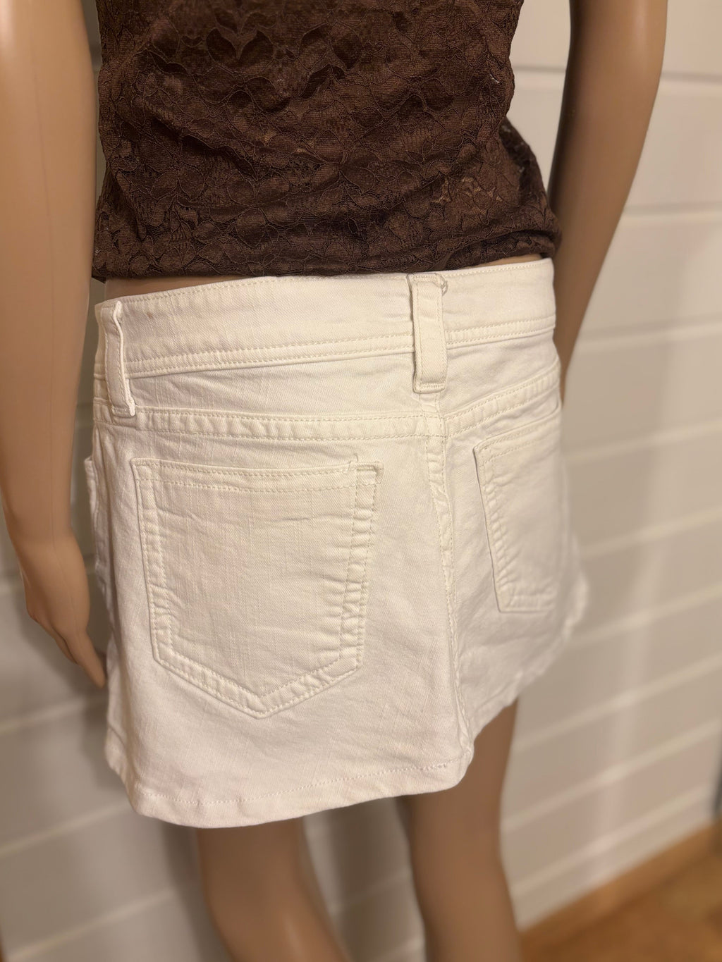 Miss Me Hvit Denim Mini Skjørt