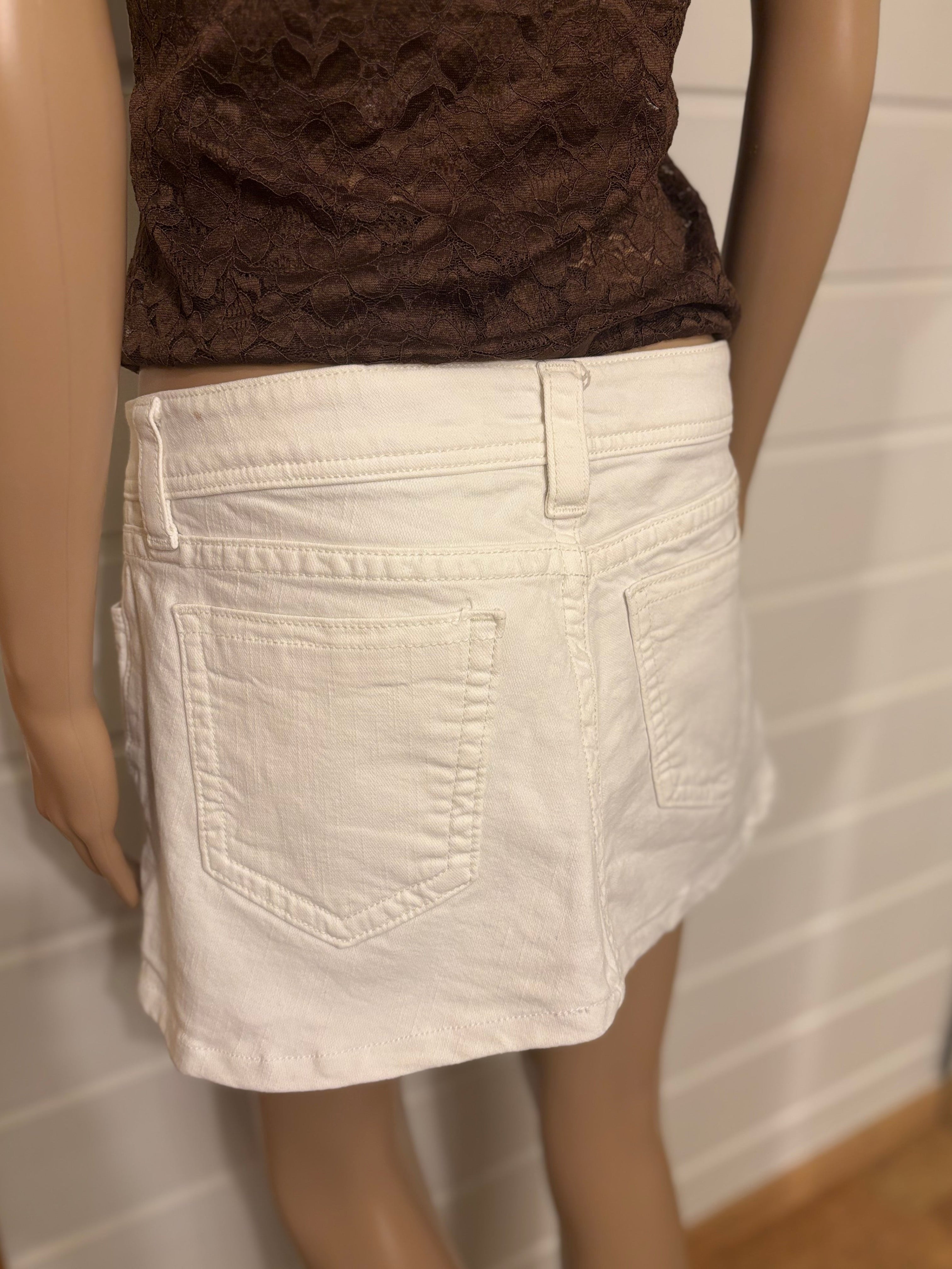 Miss Me Hvit Denim Mini Skjørt