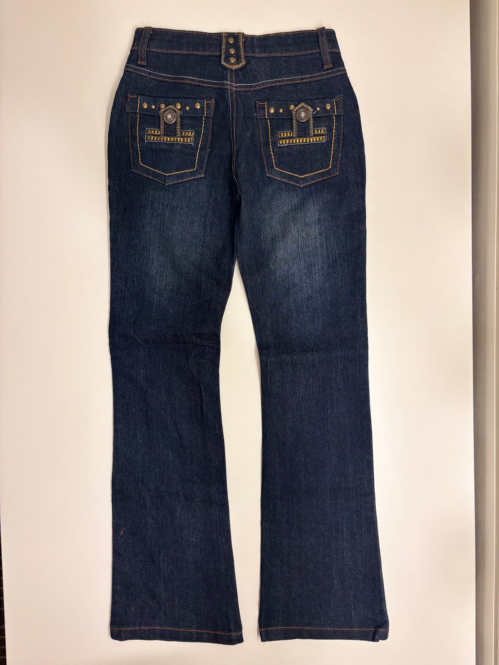 Vintage Jeans Sleng Broderte Lommer