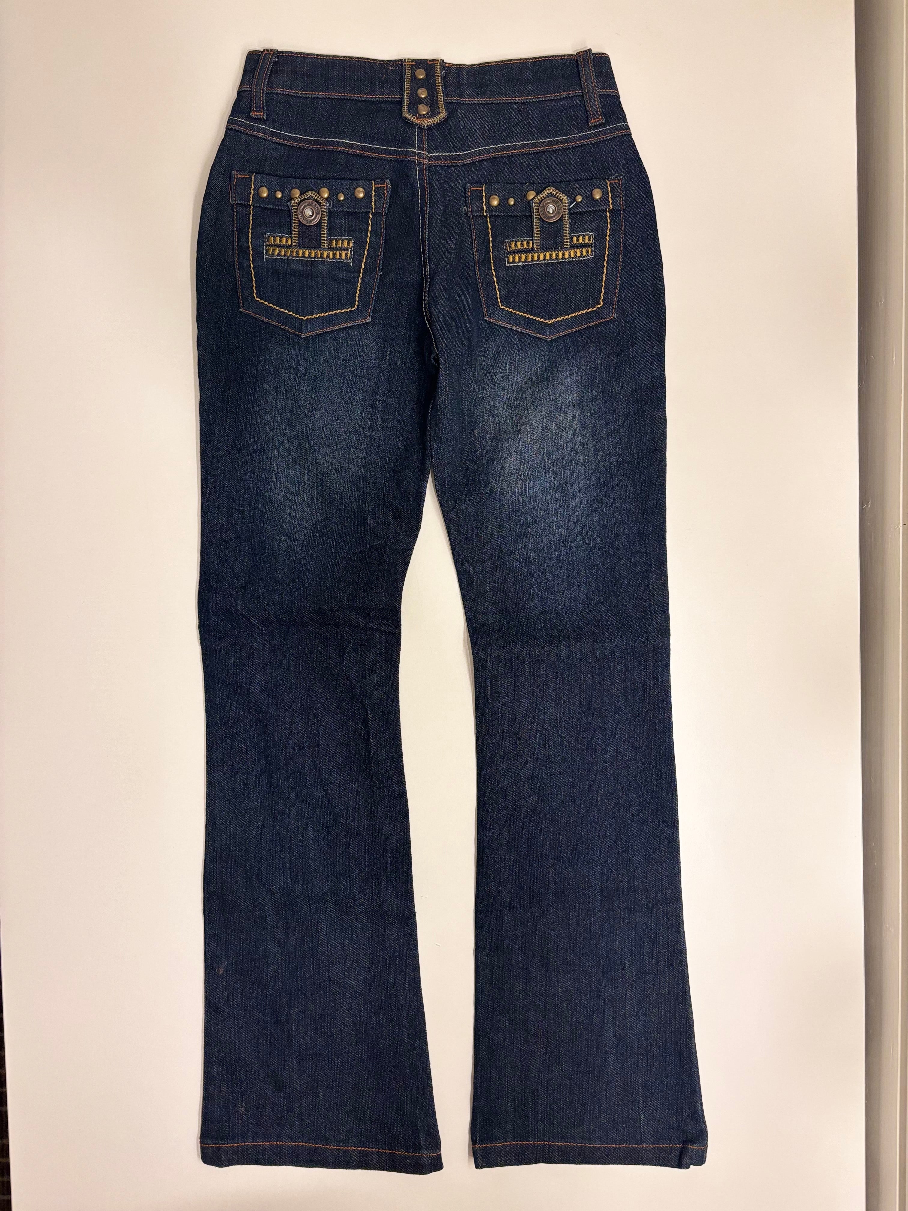 Vintage Jeans Sleng Broderte Lommer