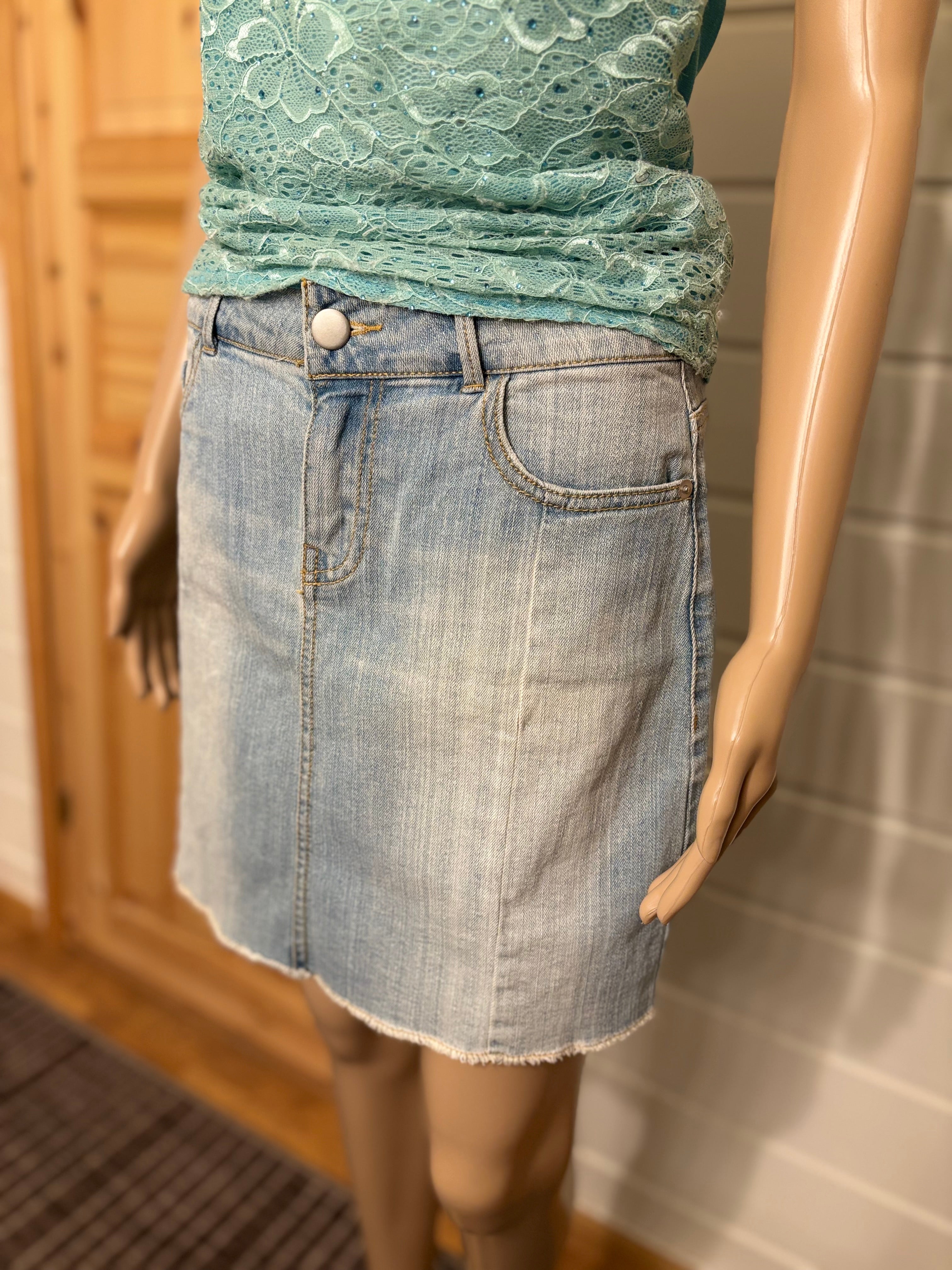 Lyseblå Denim Mini Skjørt
