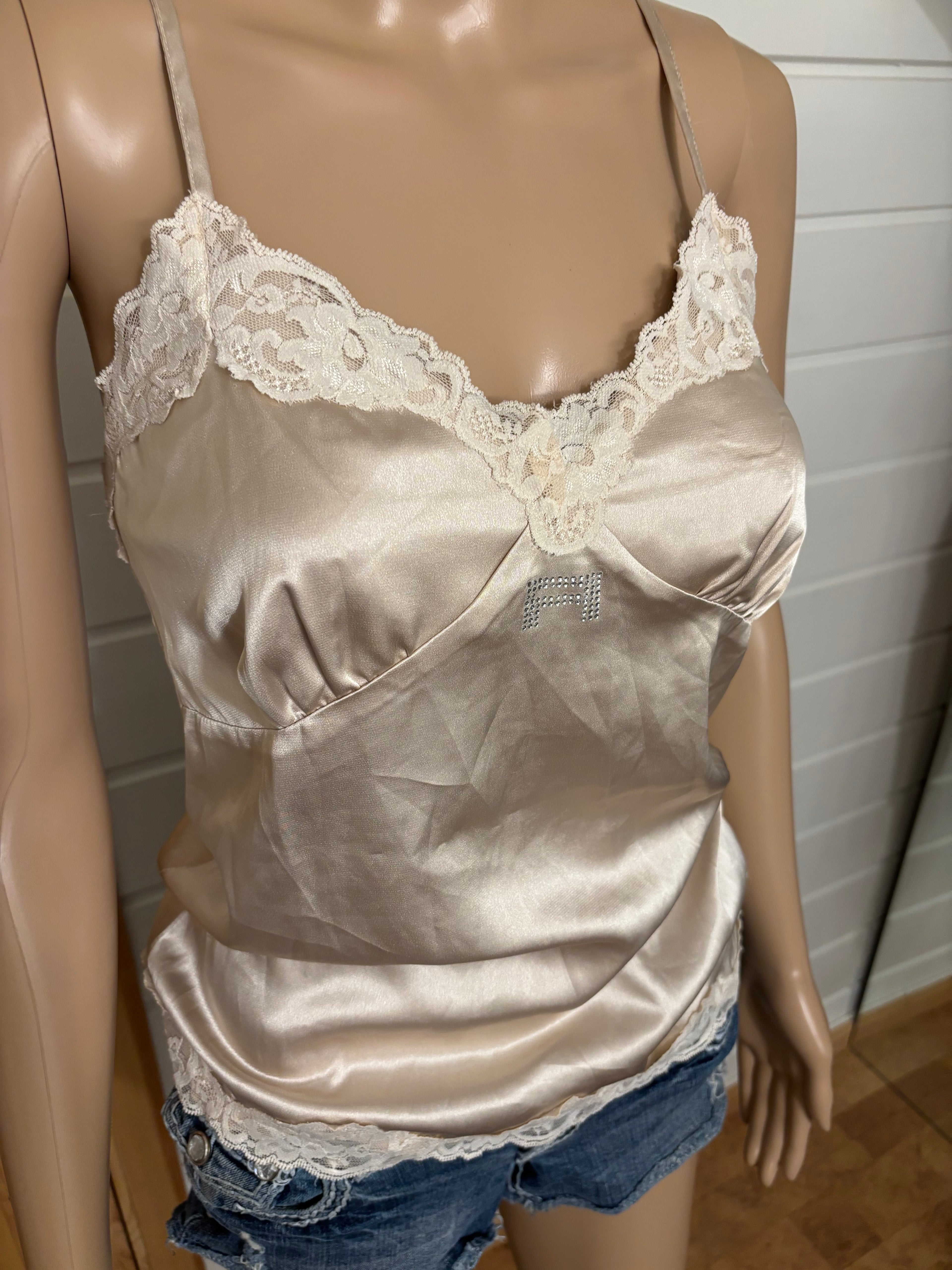 Beige Silke Topp Blonder