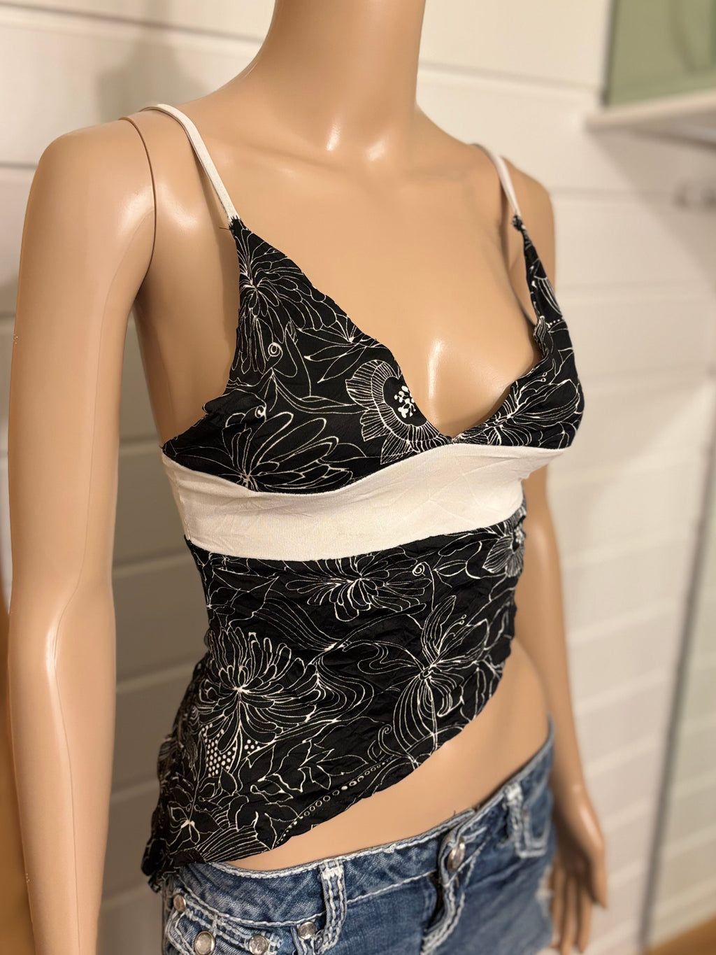 Svart Hvit Topp Glitter Detaljer