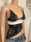 Svart Hvit Topp Glitter Detaljer