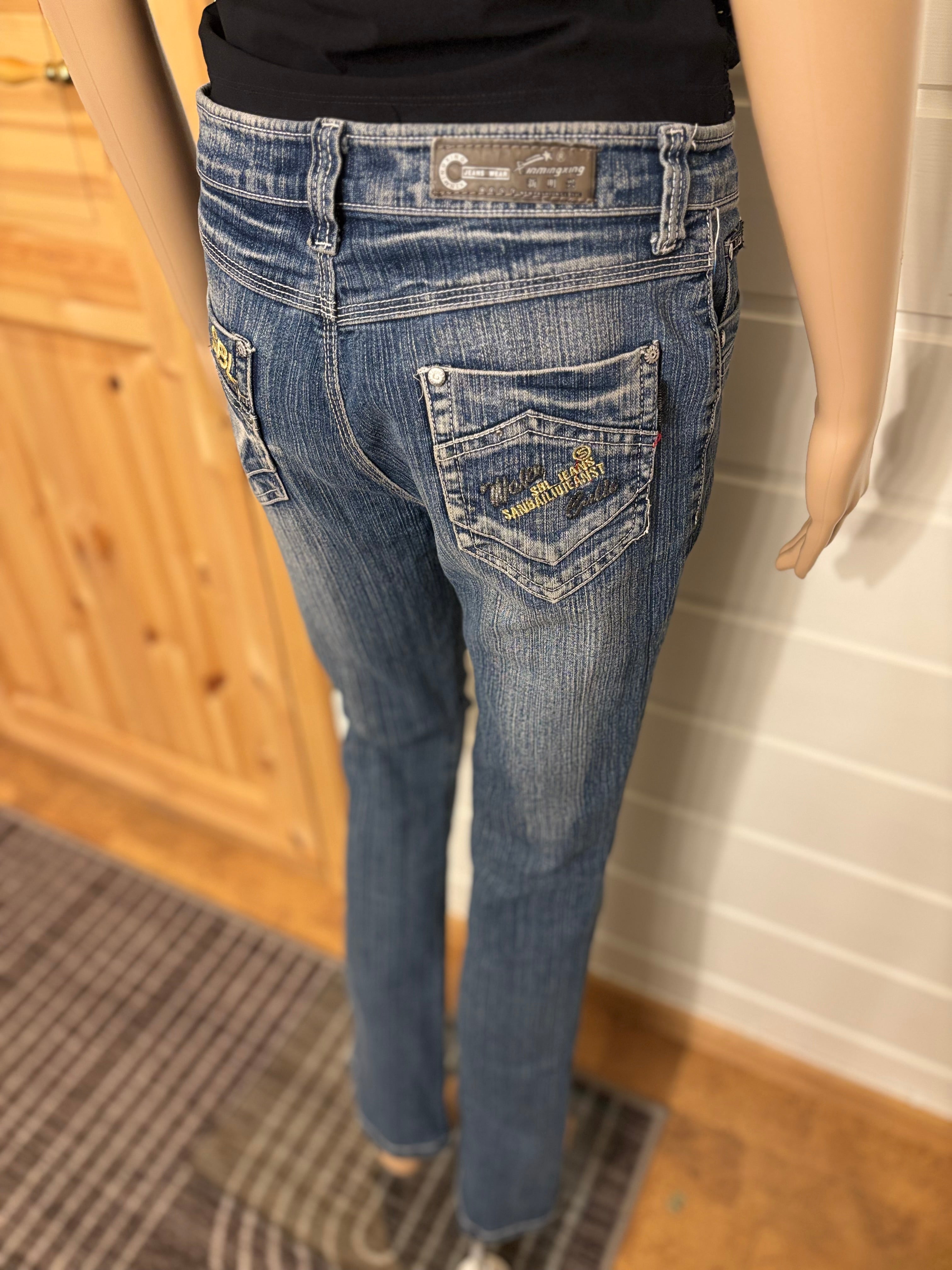 Vintage Jeans Sleng Pyntede Lommer