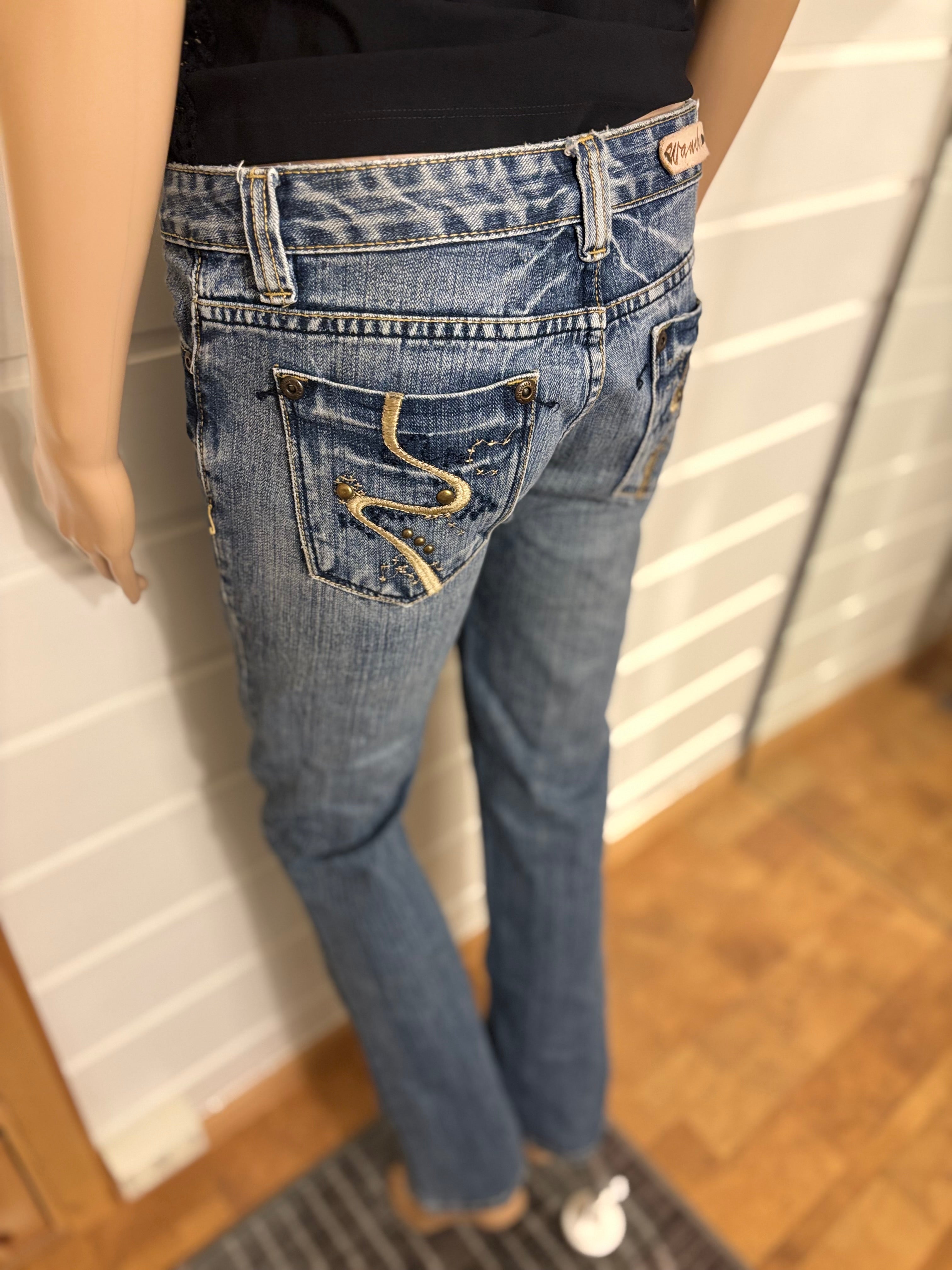 Vintage Jeans Straight Pyntede Lommer
