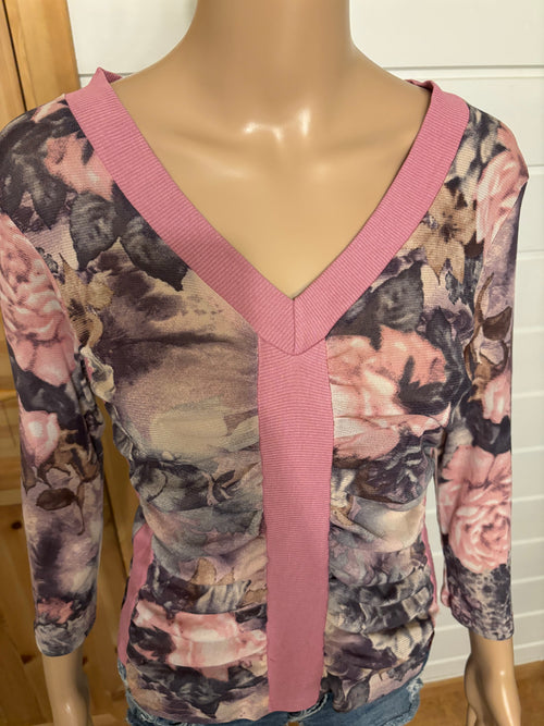 Blomstret Mesh Langermet Topp