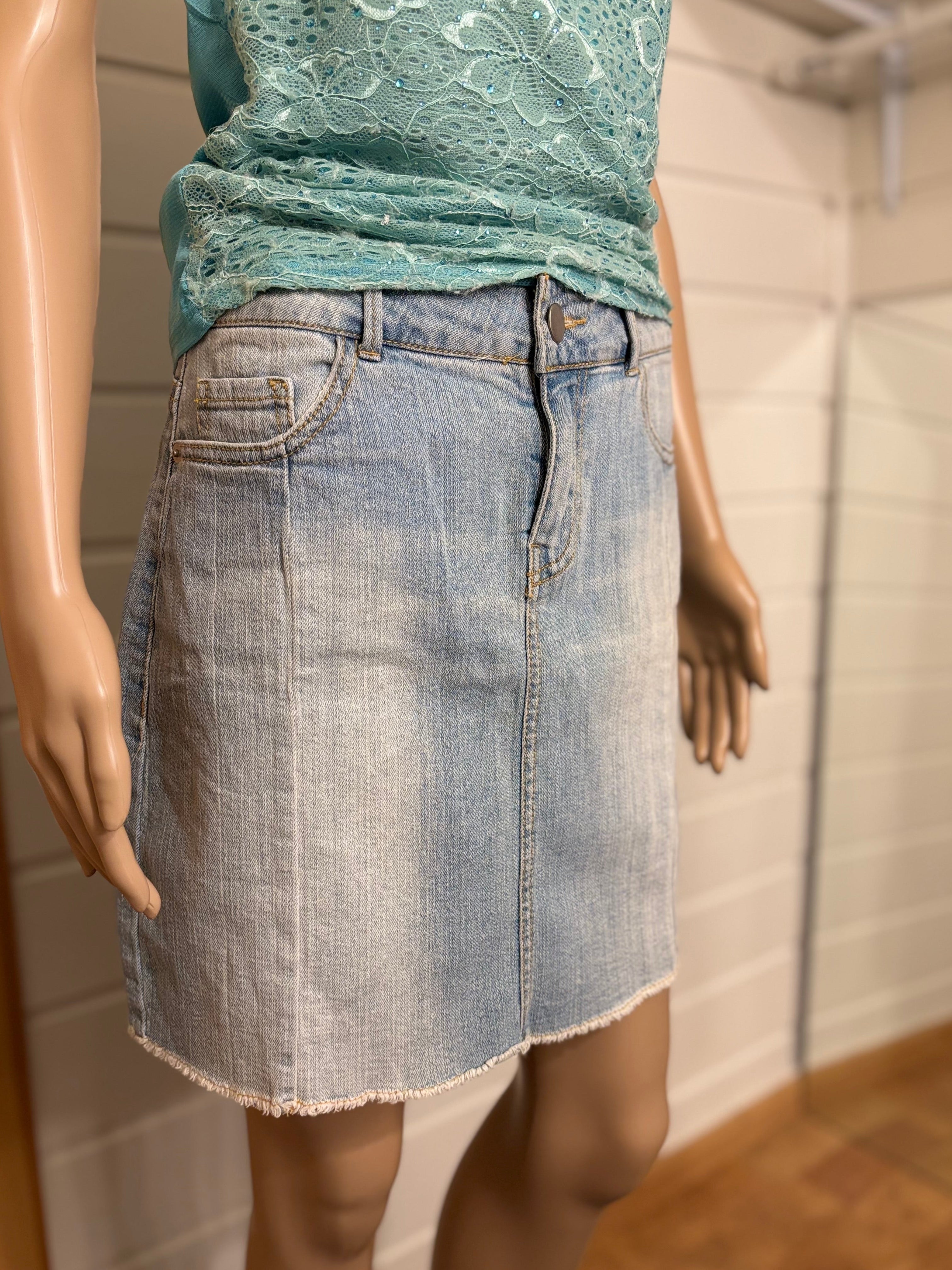 Lyseblå Denim Mini Skjørt
