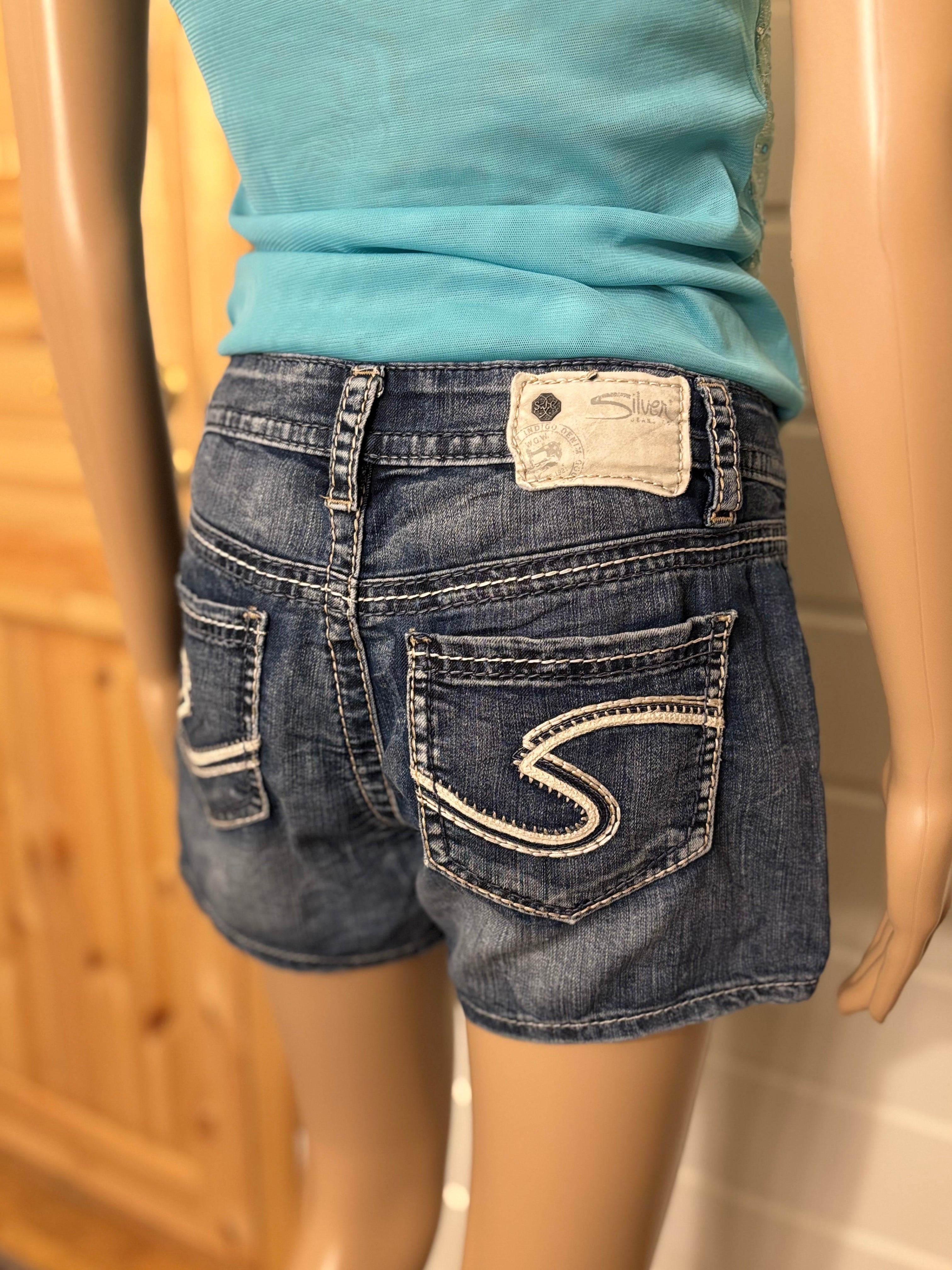 Silver Denim Shorts