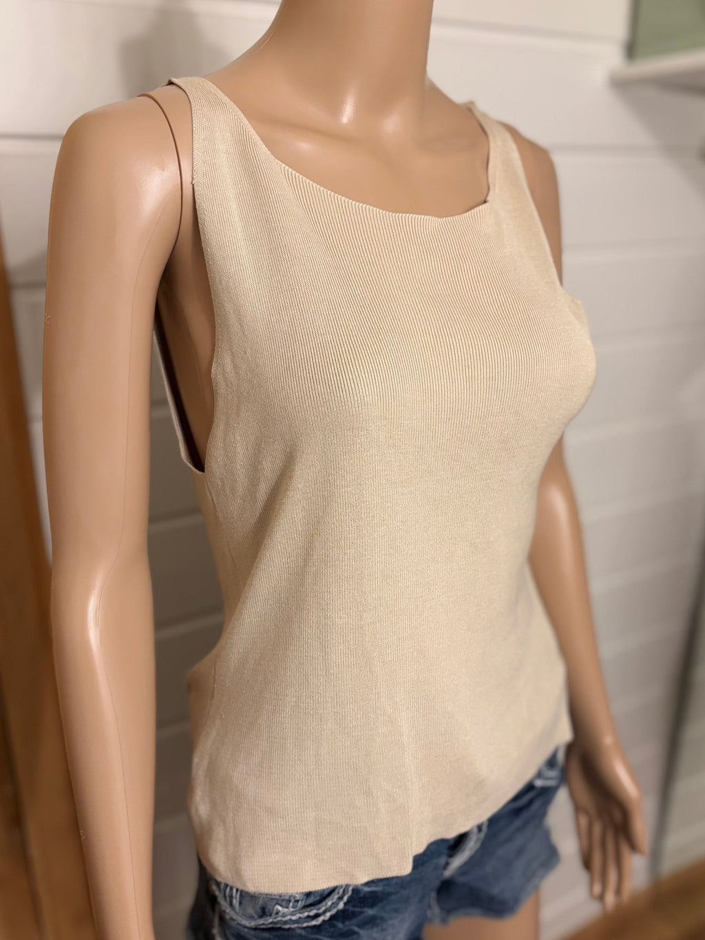 Beige Strikket Topp