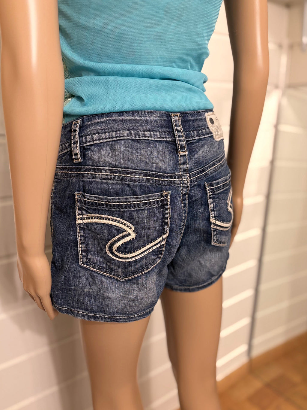 Silver Denim Shorts